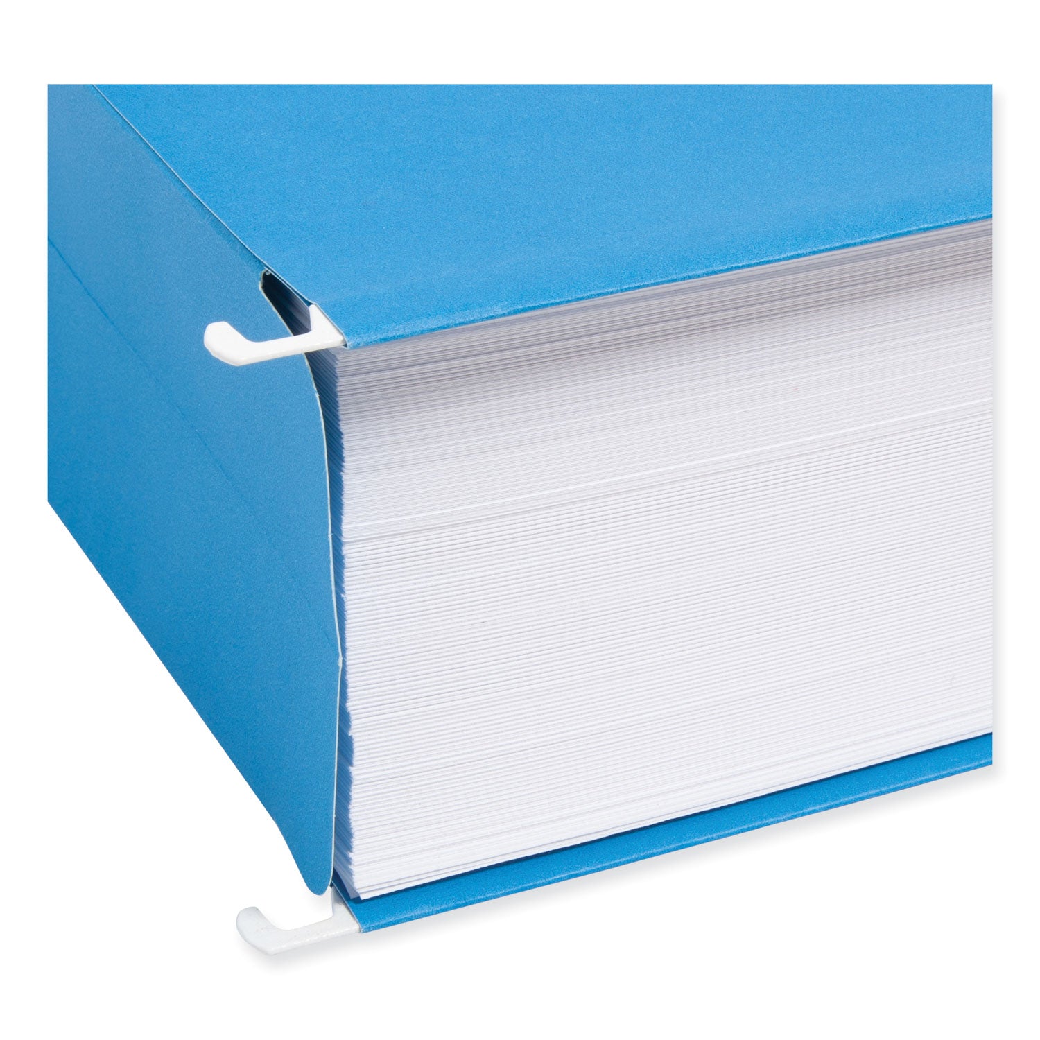 Hanging Pockets with Full-Height Gusset, 1 Section, 3" Capacity, Letter Size, 1/5-Cut Tabs, Sky Blue, 25/Box -