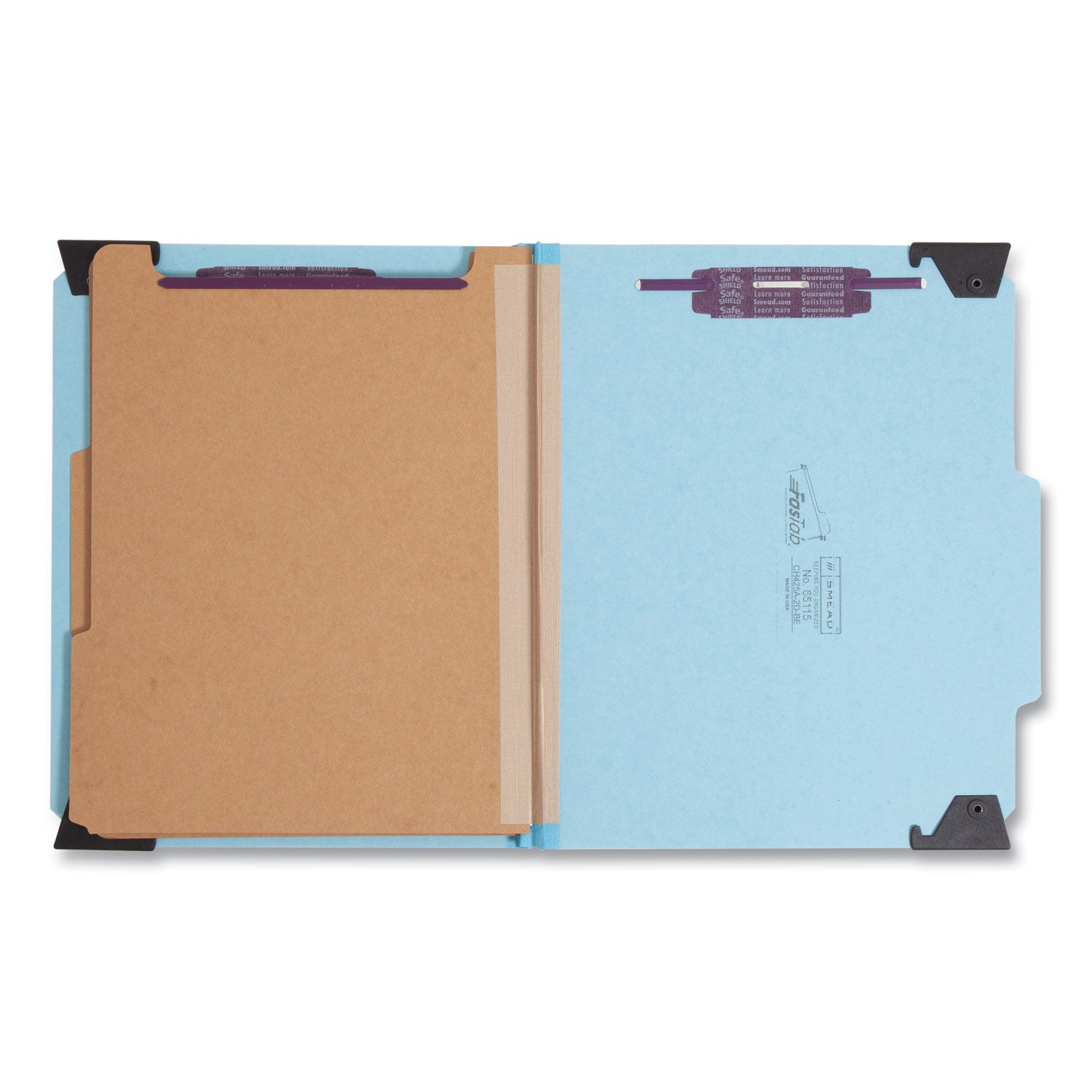 FasTab Hanging Pressboard Classification Folders, 2 Dividers, Letter Size, Blue -