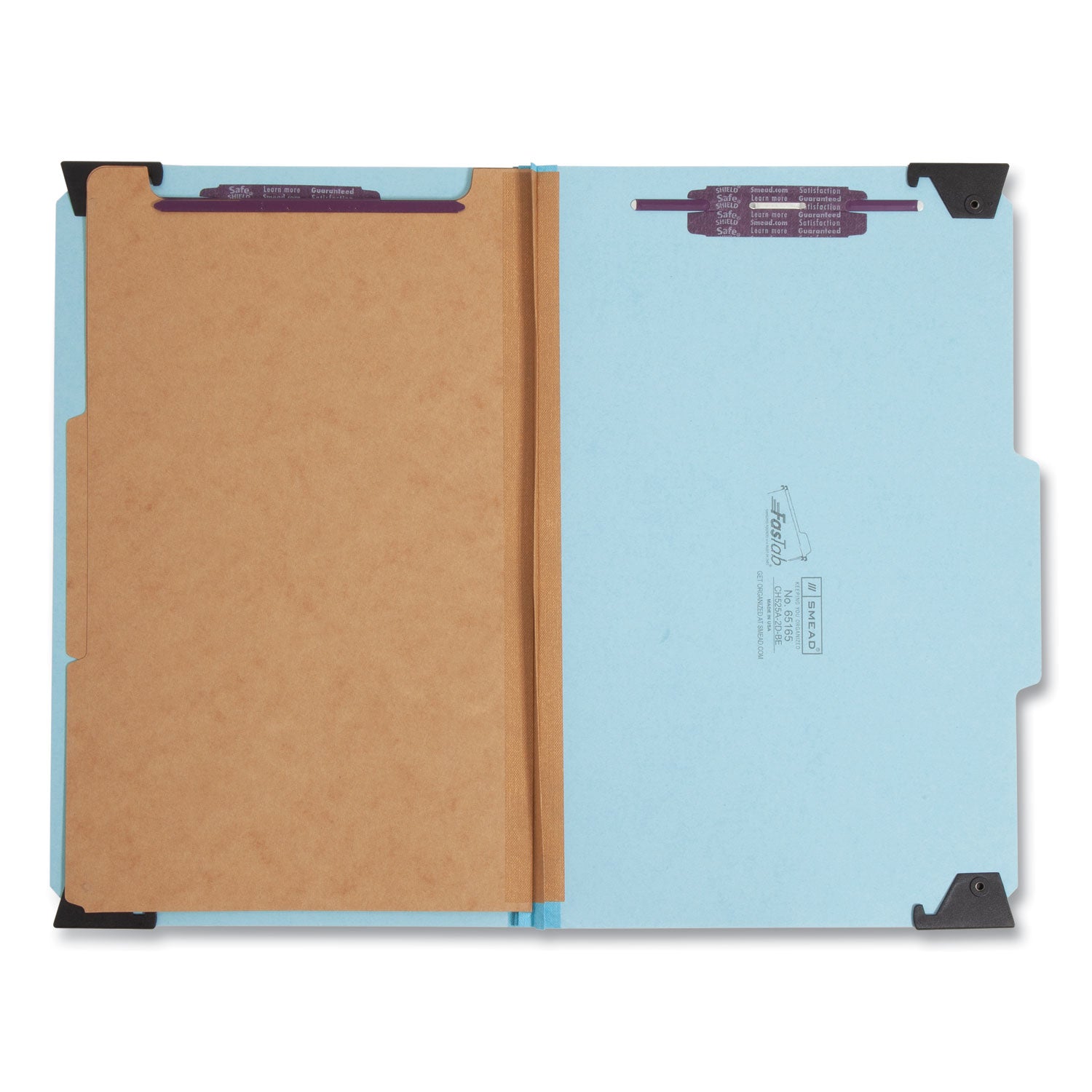 FasTab Hanging Pressboard Classification Folders, 2 Dividers, Legal Size, Blue -