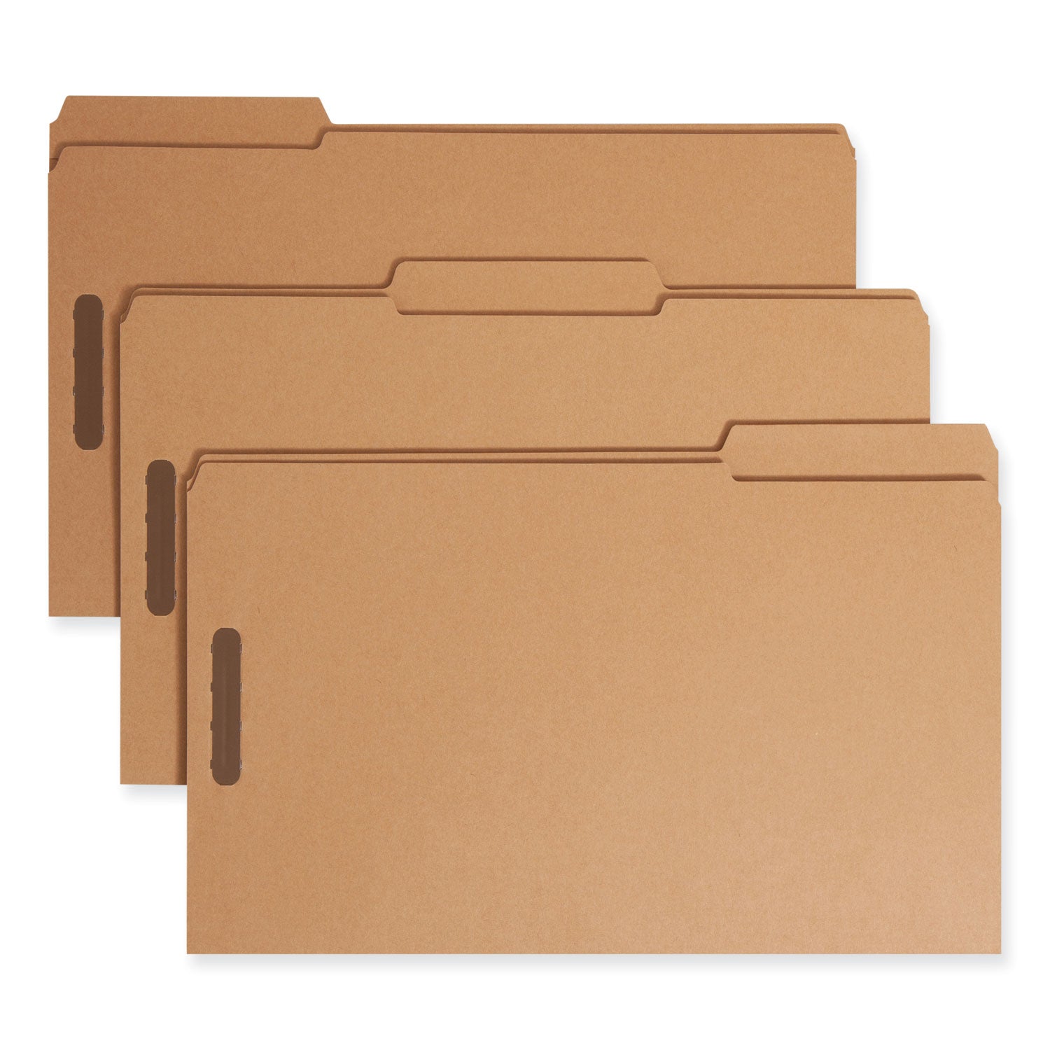 Top Tab Fastener Folders, 1/3-Cut Tabs: Assorted, 0.75" Expansion, 2 Fasteners, Legal Size, Kraft Exterior, 50/Box -