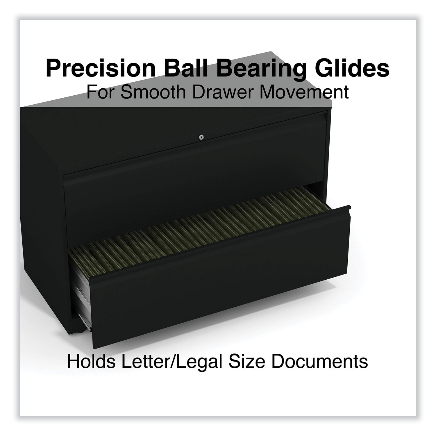 Lateral File, 2 Legal/Letter-Size File Drawers, Black, 42" x 18.63" x 28 - 3