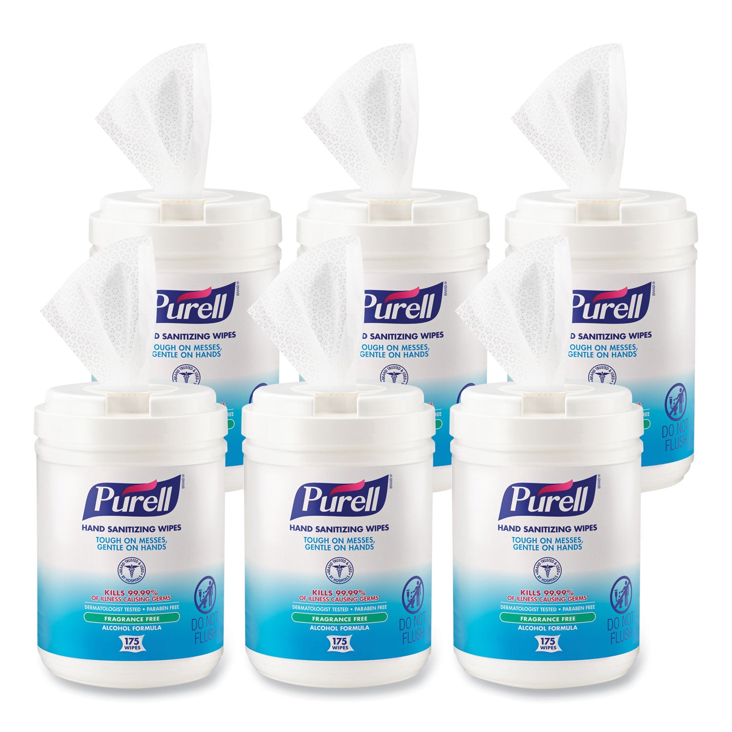 Hand Sanitizing Wipes Alcohol Formula, 6 x 7, Unscented, White, 175/Canister, 6 Canisters/Carton -
