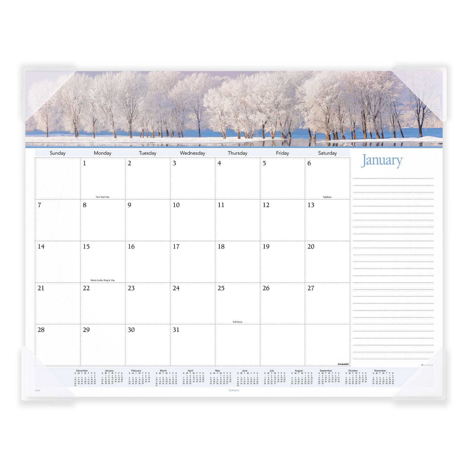 Landscape Panoramic Desk Pad, Landscapes Photography, 22 x 17, White Sheets, Clear Corners, 12-Month (Jan to Dec): 2024 -