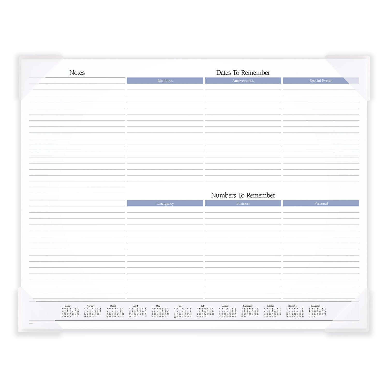 Seascape Panoramic Desk Pad, Seascape Panoramic Photography, 22 x 17, White Sheets, Clear Corners, 12-Month (Jan-Dec): 2024 -