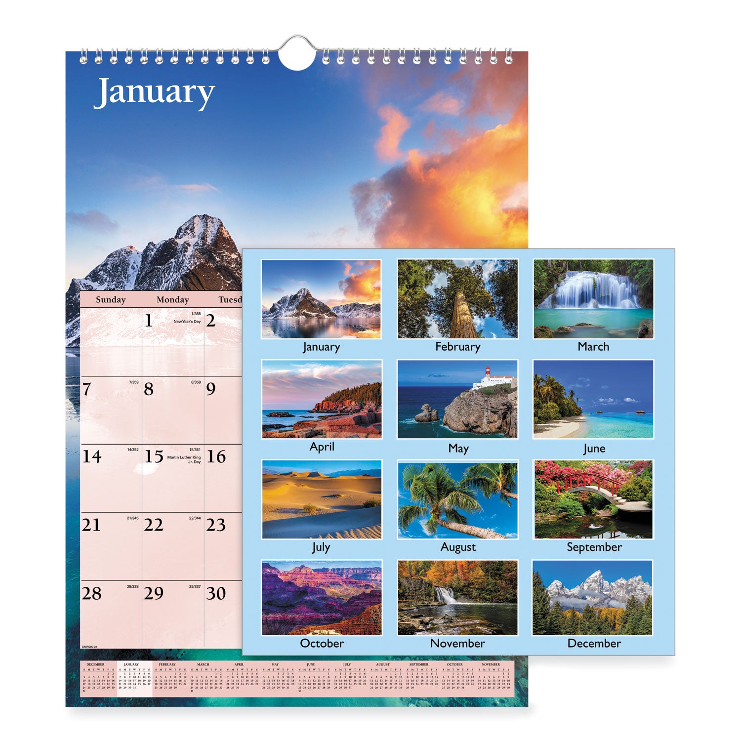 Scenic Monthly Wall Calendar, Scenic Landscape Photography, 12 x 17, White/Multicolor Sheets, 12-Month (Jan to Dec): 2024 -