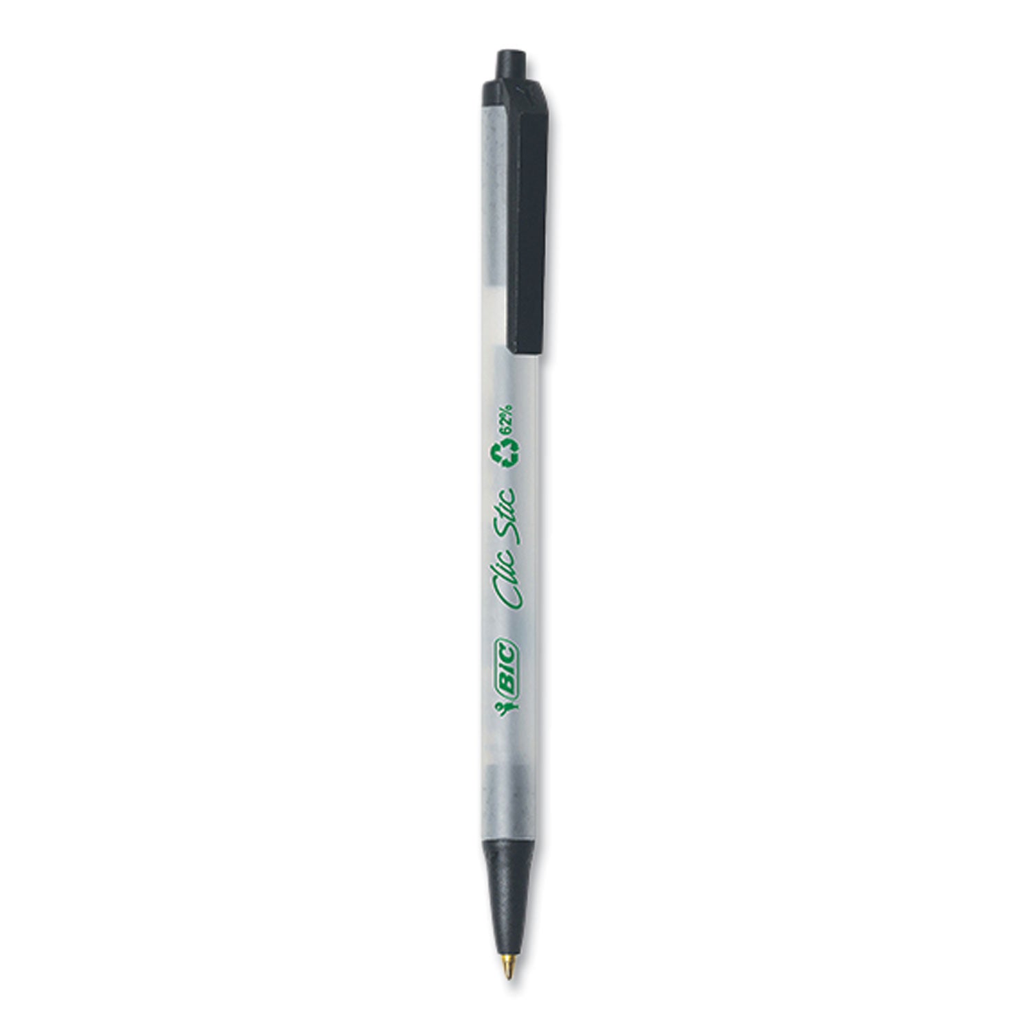 ecolutions-clic-stic-ballpoint-pen-retractable-medium-1-mm-black-ink-translucent-frost-black-barrel-10-pack_biccsem10blk - 2