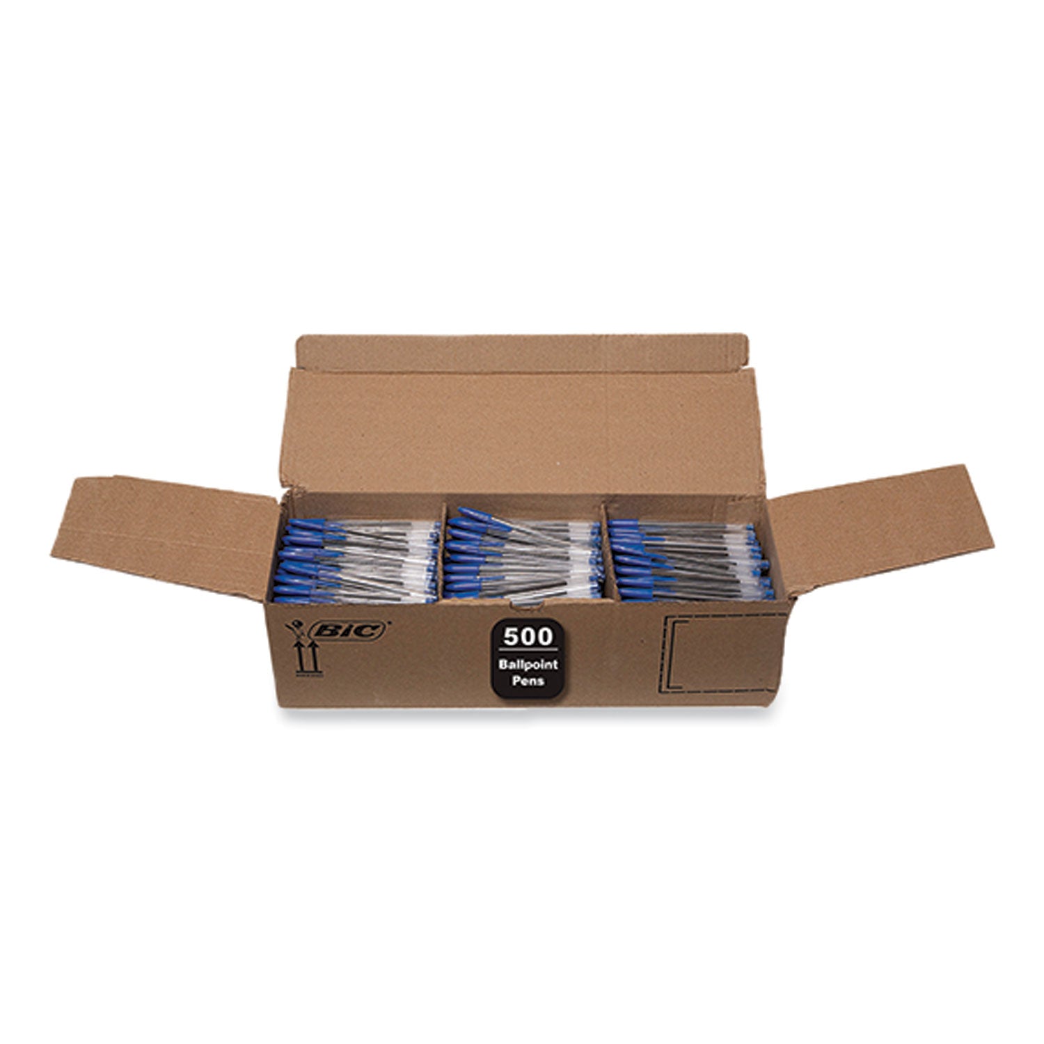 cristal-xtra-smooth-ballpoint-pen-stick-medium-1-mm-blue-ink-clear-barrel-500-pack_bicms500eblu - 1