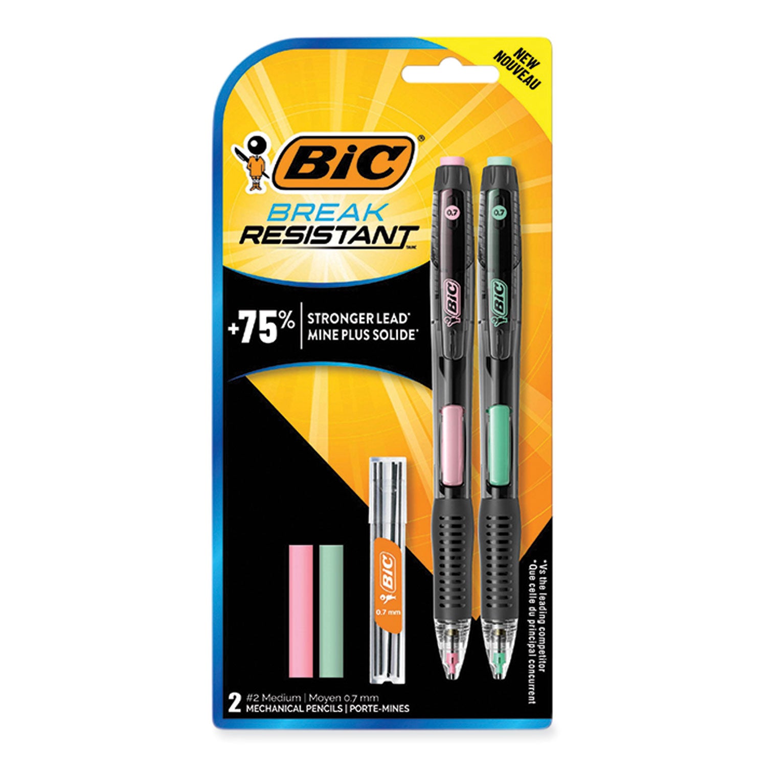 break-resistant-mechanical-pencils-with-erasers-07-mm-hb-#2-black-lead-assorted-barrel-colors-2-pack_bicmv7prp2blk - 1