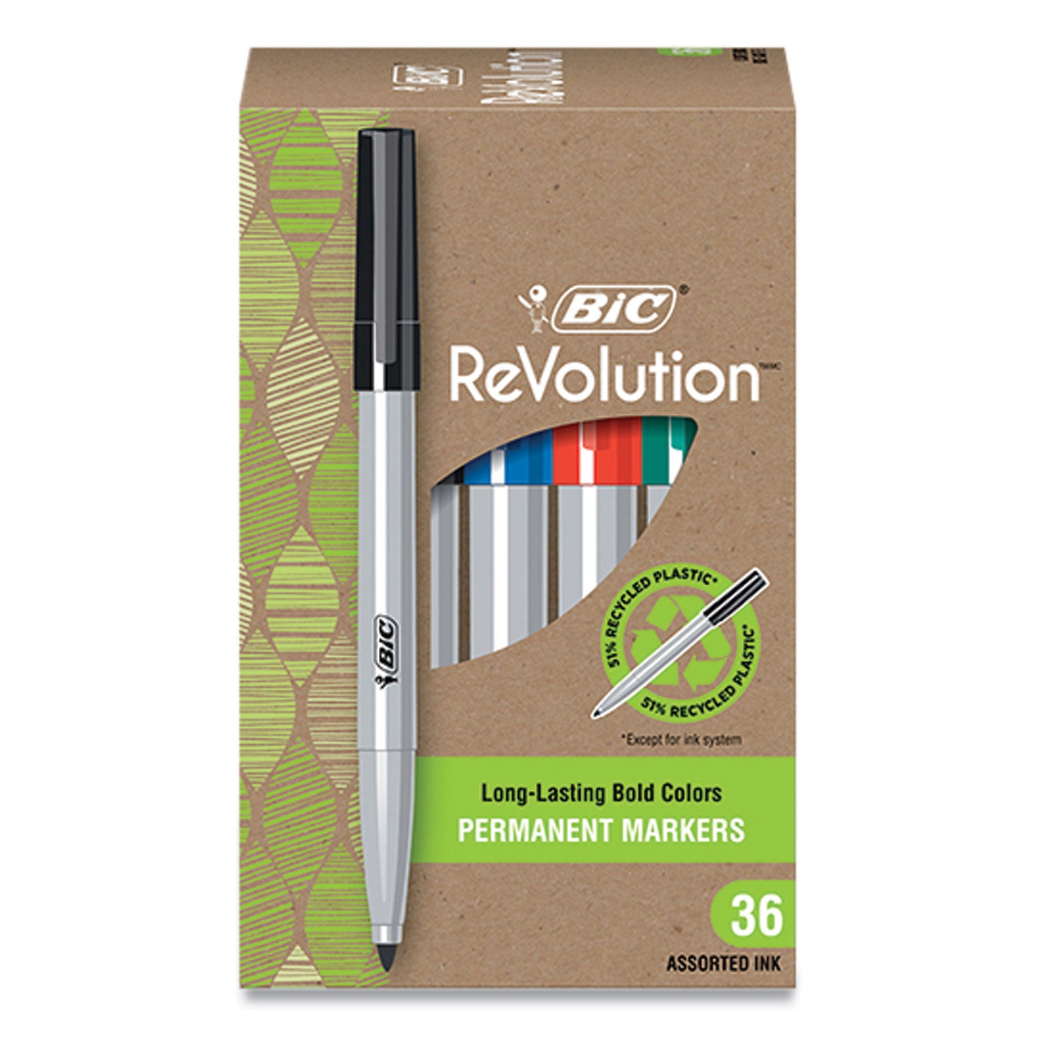 revolution-permanent-markers-fine-bullet-tip-assorted-colors-36-pack_bicpmer36ast - 1