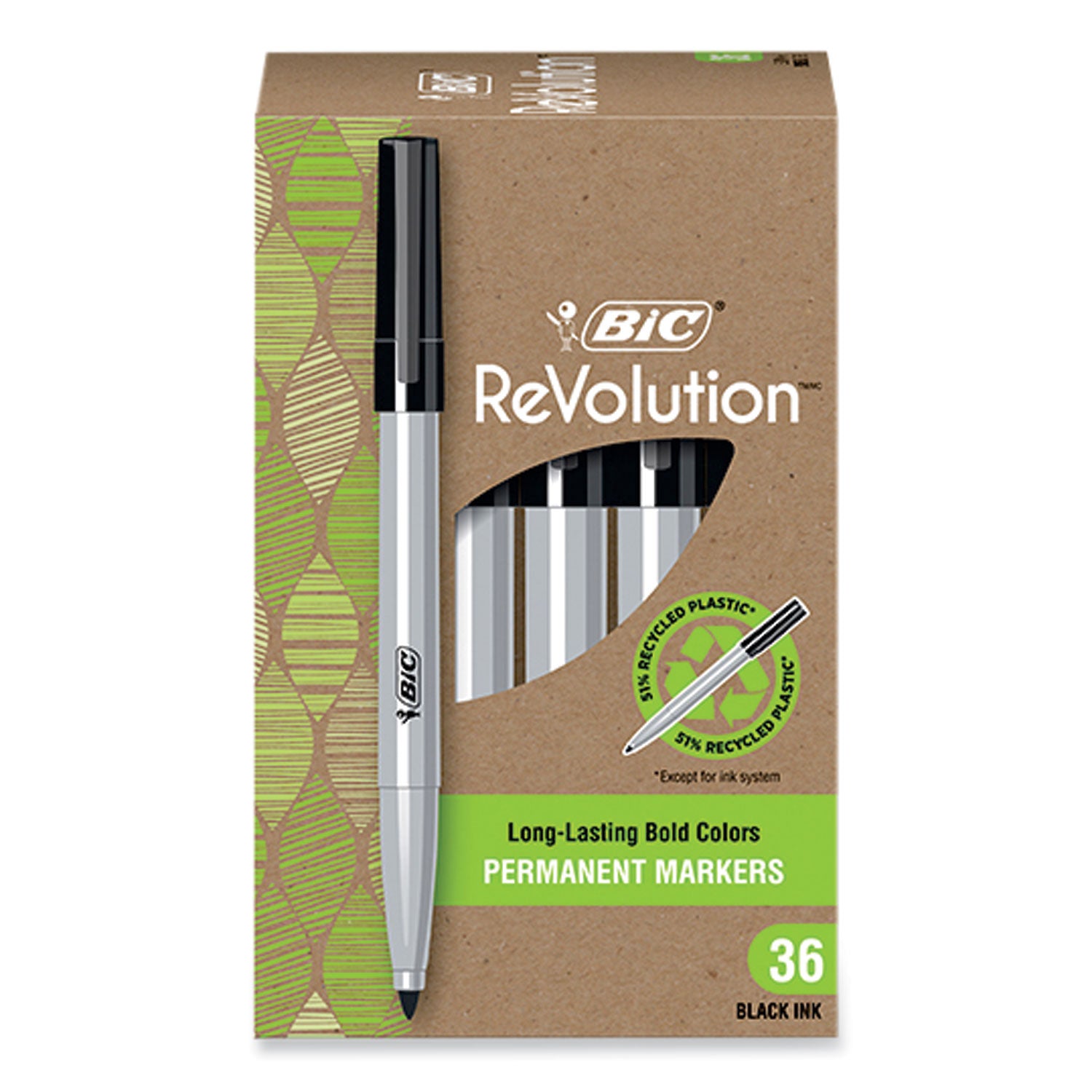 revolution-permanent-markers-fine-bullet-tip-black-36-pack_bicpmer36blk - 1