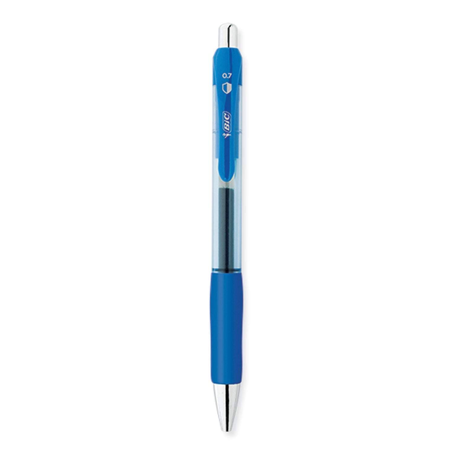 prevaguard-gel-ocity-retractable-gel-pen-medium-07-mm-blue-ink-clear-blue-barrel-dozen_bicrgga11blu - 2