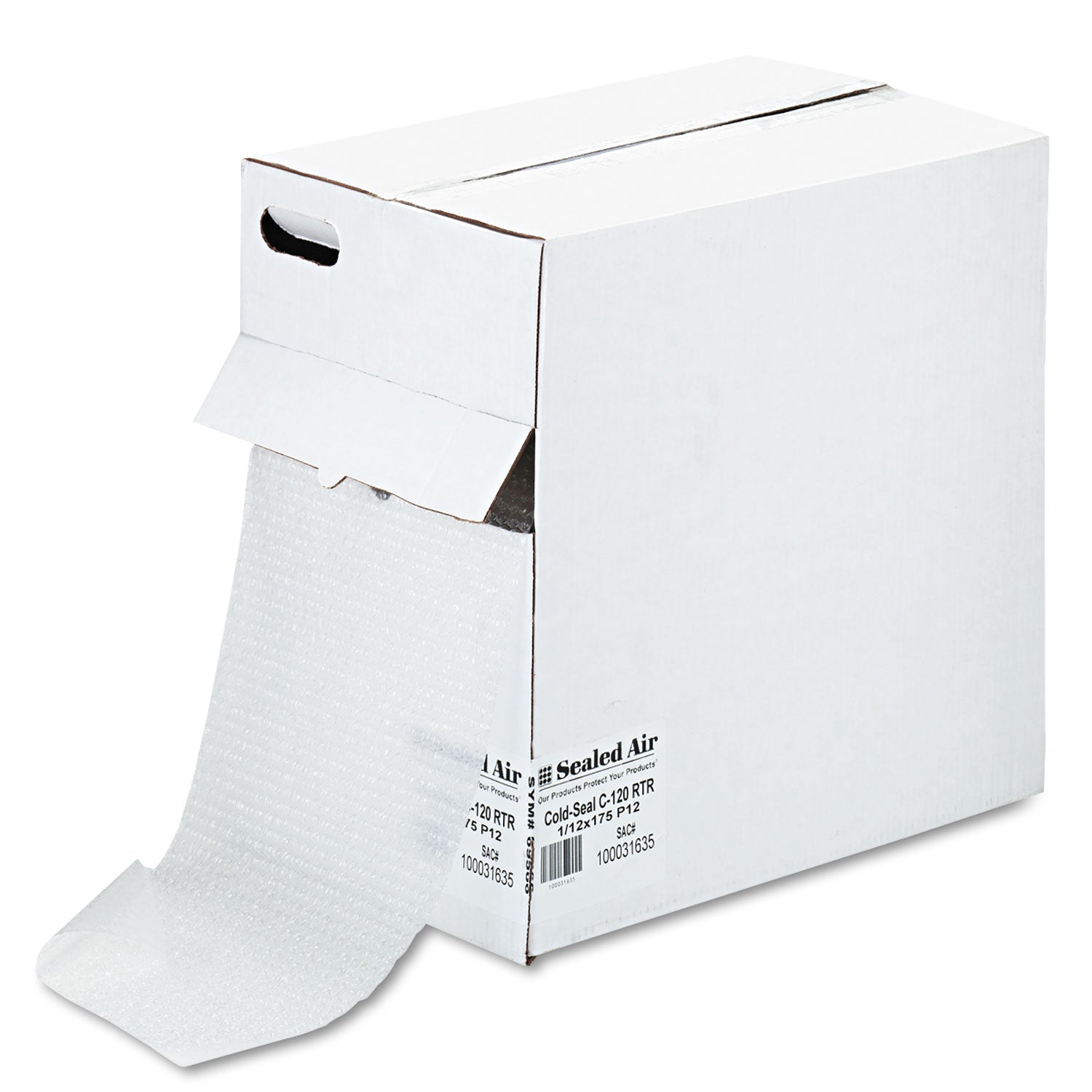 Bubble Wrap, Self-Clinging Air-Cushioned, 0.19" Thick, 12" x 175 ft -