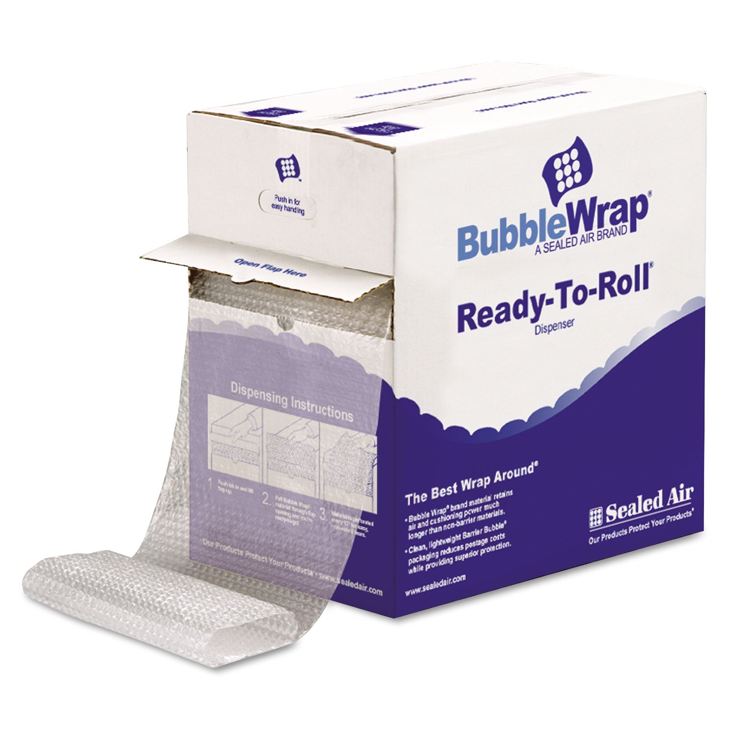Bubble Wrap, Self-Clinging Air-Cushioned, 0.19" Thick, 12" x 175 ft -