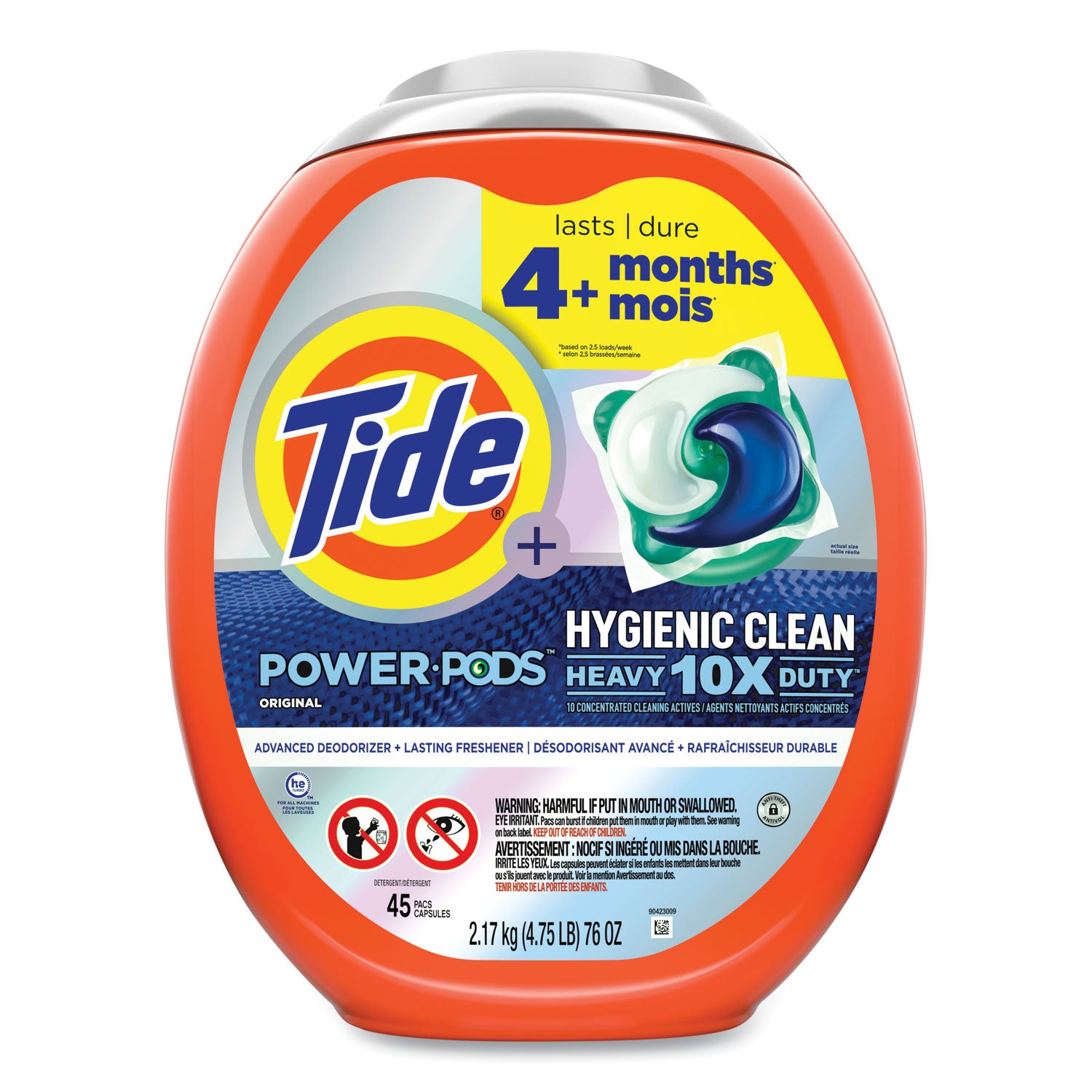 hygienic-clean-heavy-10x-duty-power-pods-original-scent-76-oz-tub-45-pods-4-carton_pgc09163 - 1