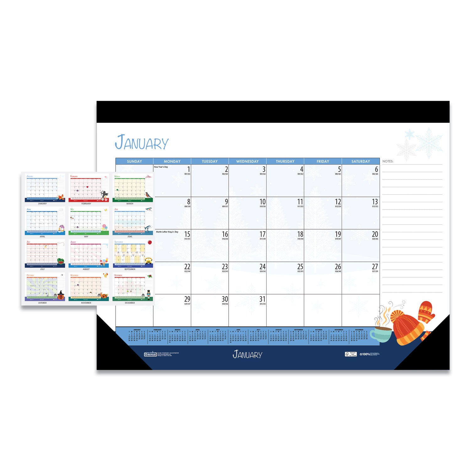 recycled-desk-pad-calendar-illustrated-seasons-artwork-22-x-17-black-binding-corners12-month-jan-to-dec-2024_hod139 - 1