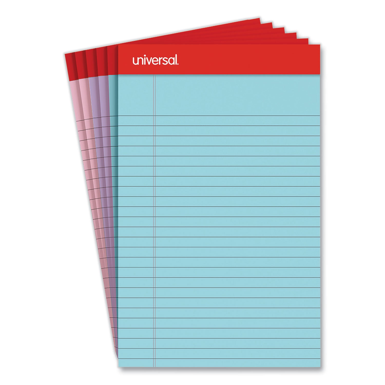 perforated-ruled-writing-pads-narrow-rule-red-headband-50-assorted-pastels-5-x-8-sheets-6-pack_unv63016 - 1