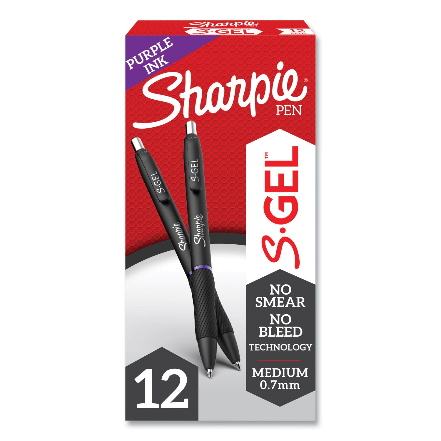 s-gel-high-performance-gel-pen-retractable-medium-07-mm-purple-ink-black-barrel-dozen_san2126235 - 1