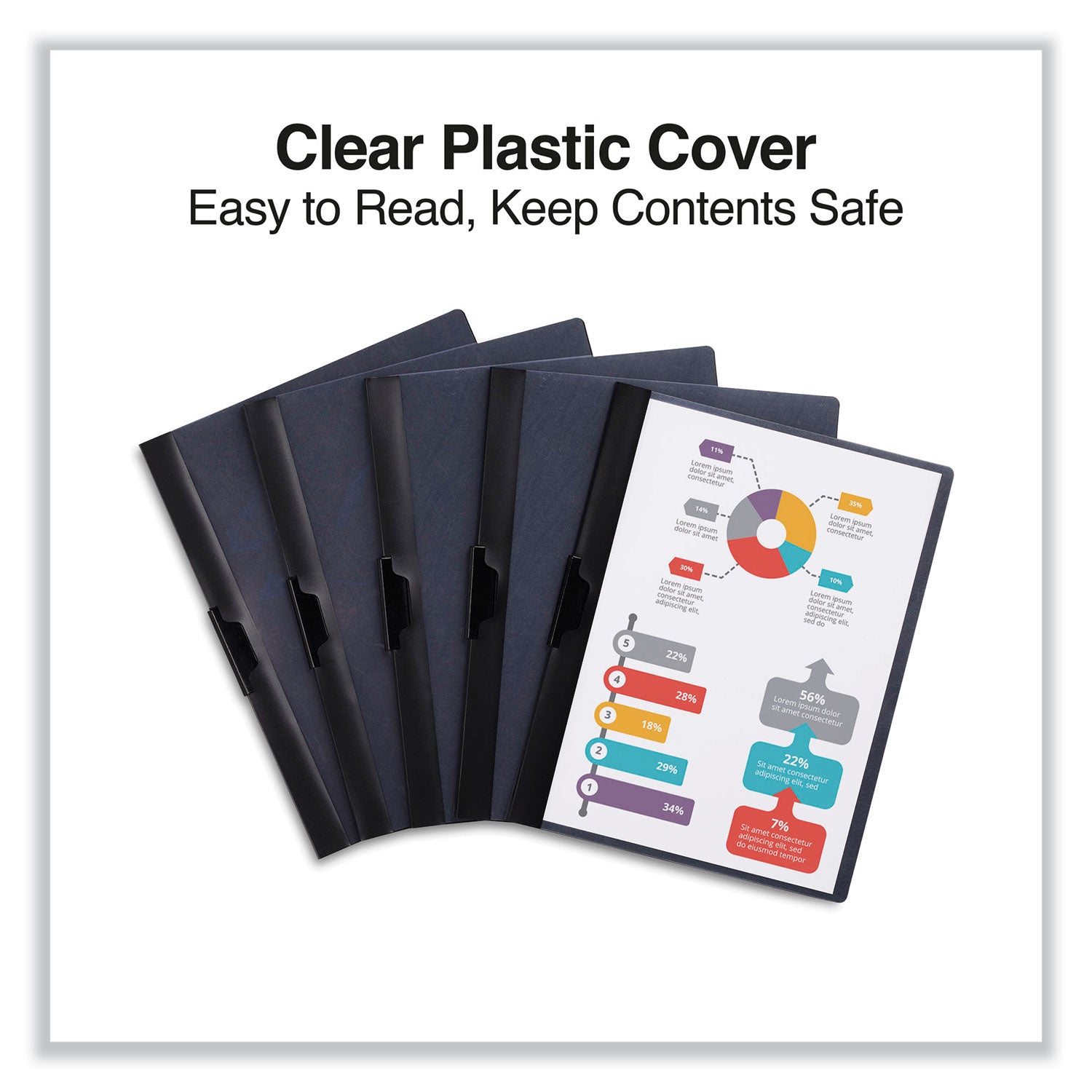 clip-style-report-cover-clip-fastener-85-x-11-clear-black-5-pack_unv20515 - 2