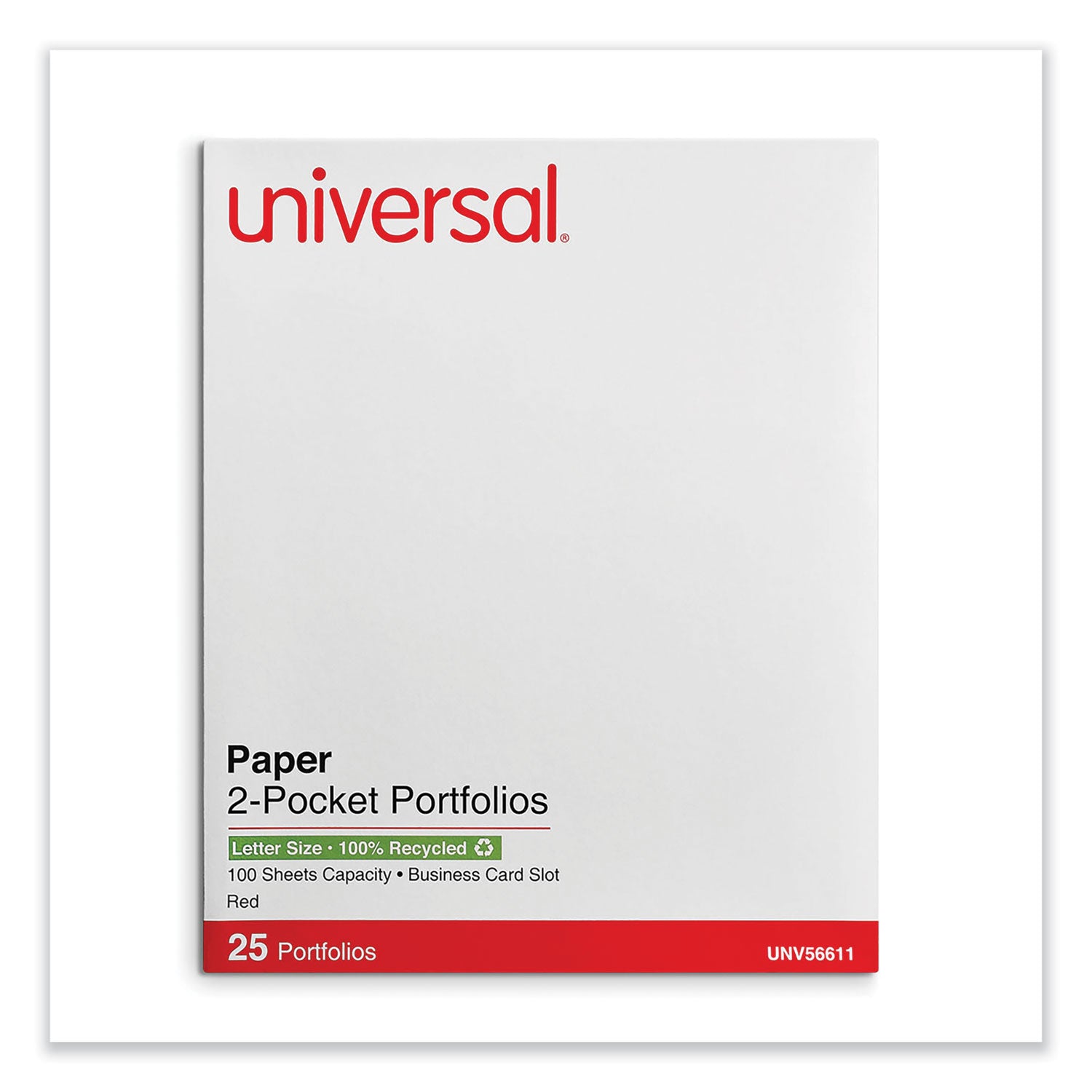 Two-Pocket Portfolio, Embossed Leather Grain Paper, 11 x 8.5, Red, 25/Box -