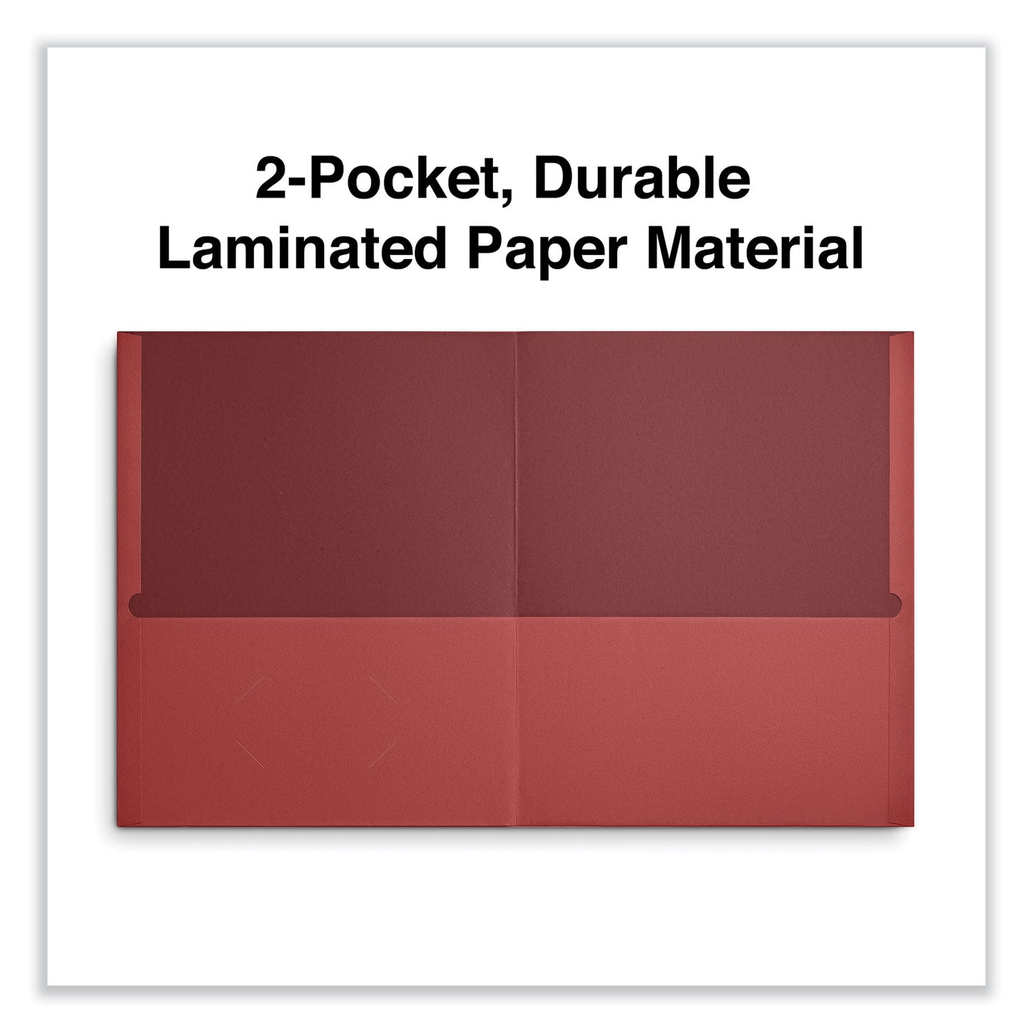 Two-Pocket Portfolio, Embossed Leather Grain Paper, 11 x 8.5, Red, 25/Box -