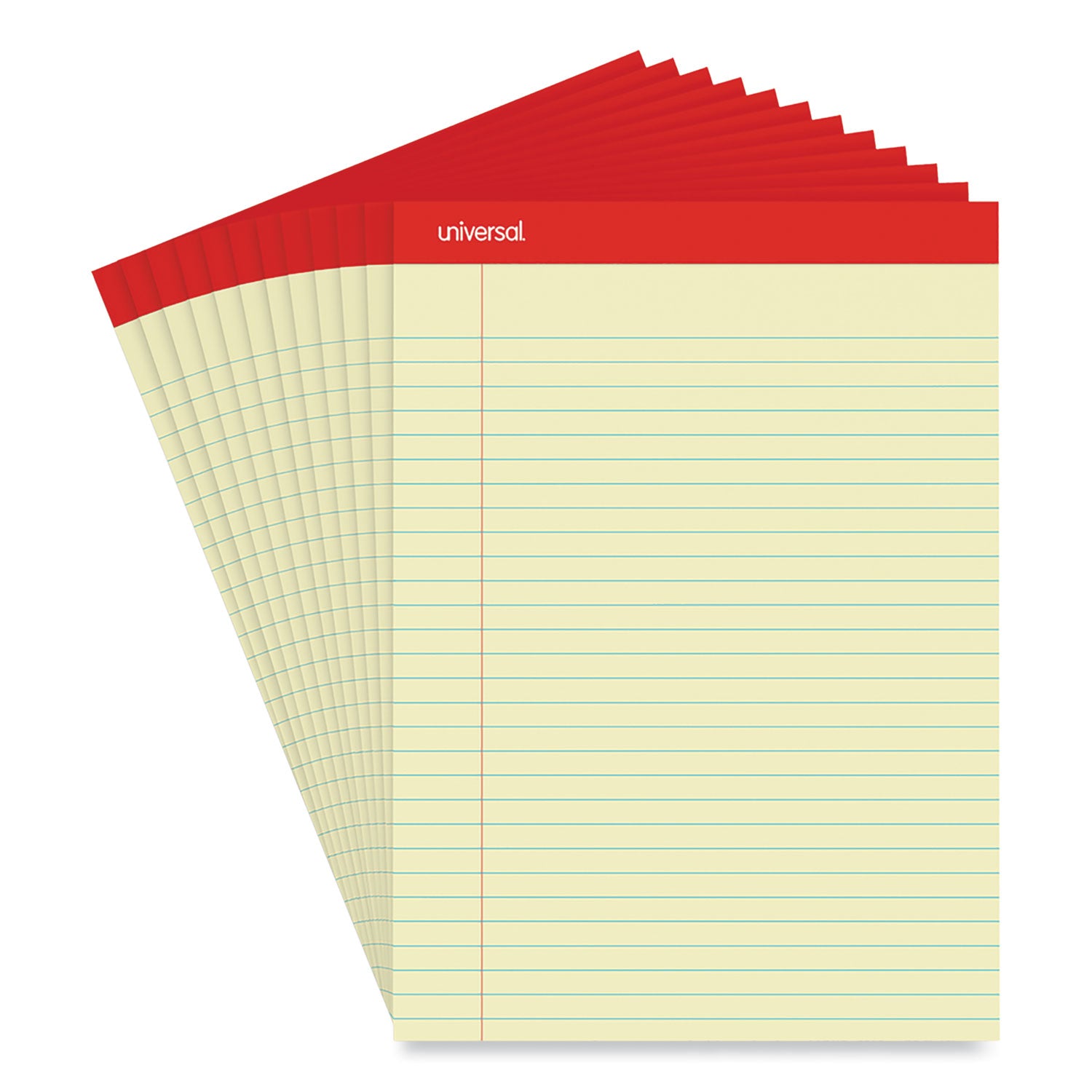 Perforated Ruled Writing Pads, Wide/Legal Rule, Red Headband, 50 Canary-Yellow 8.5 x 11.75 Sheets, Dozen -