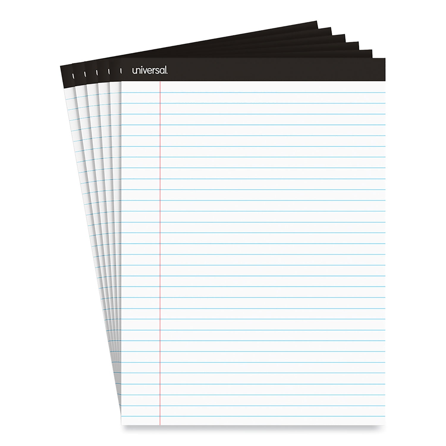 Premium Ruled Writing Pads with Heavy-Duty Back, Wide/Legal Rule, Black Headband, 50 White 8.5 x 11 Sheets, 6/Pack -