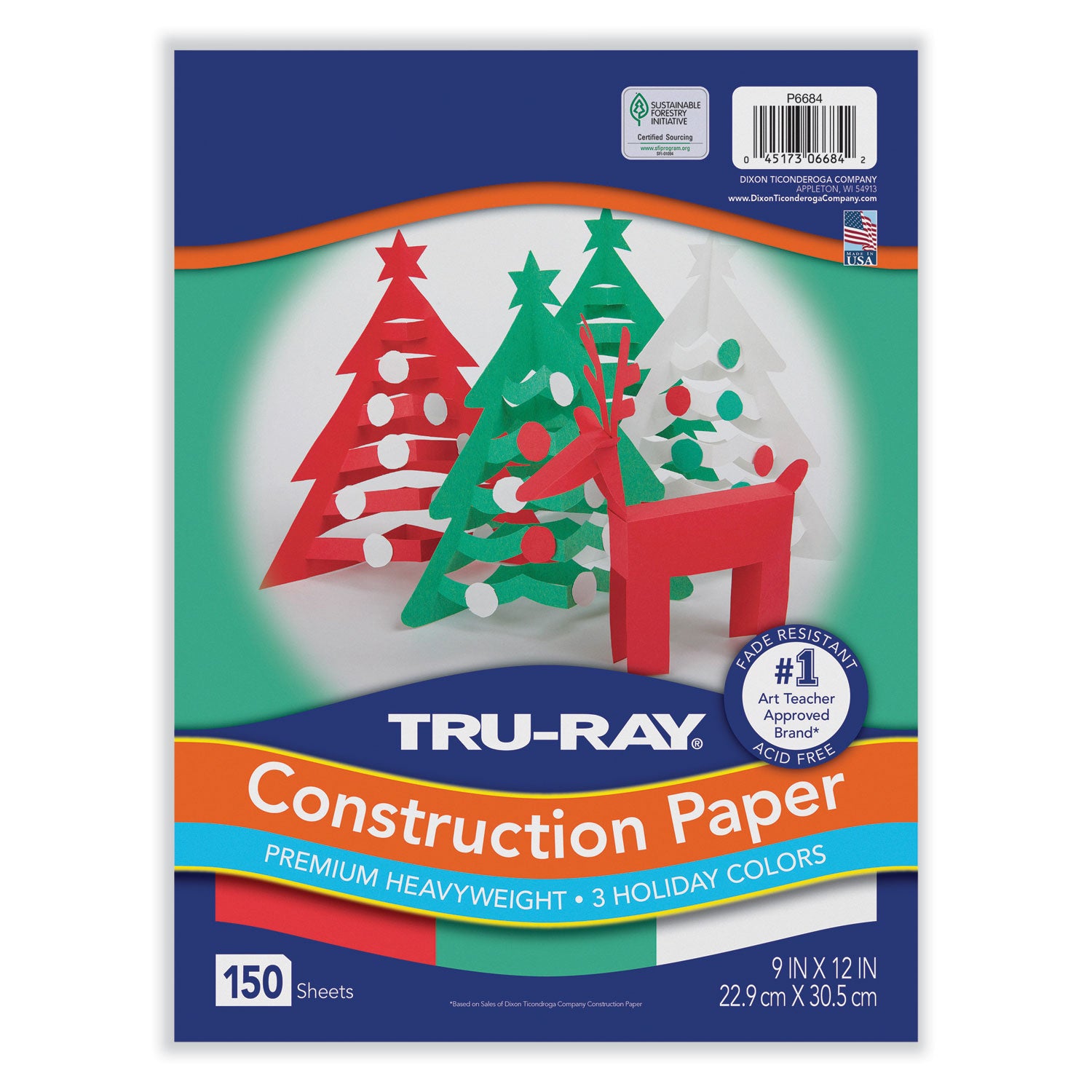 tru-ray-construction-paper-70-lb-text-weight-9-x-12-assorted-holiday-colors-150-pack_pacp6684 - 1