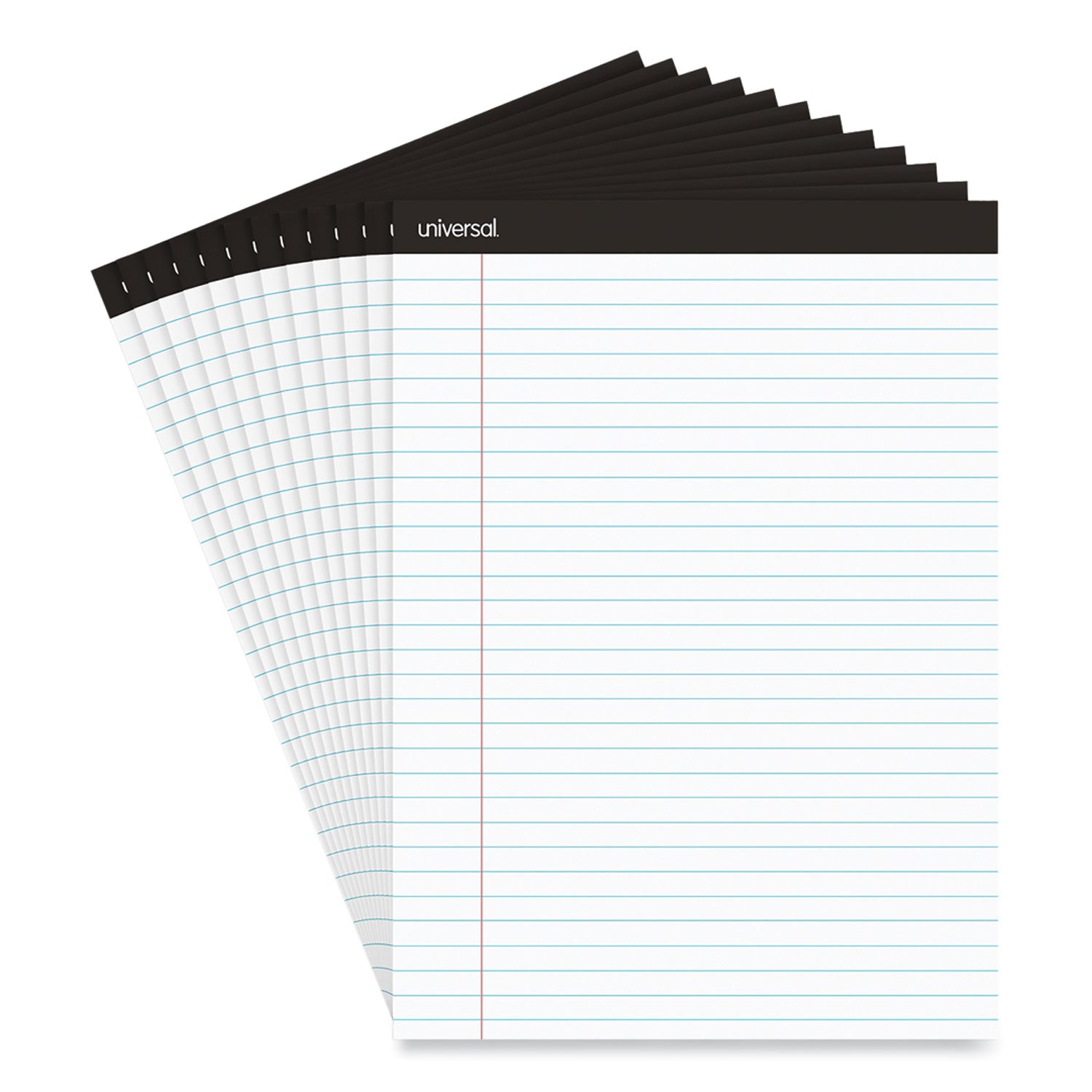 Premium Ruled Writing Pads with Heavy-Duty Back, Wide/Legal Rule, Black Headband, 50 White 8.5 x 11 Sheets, 12/Pack -