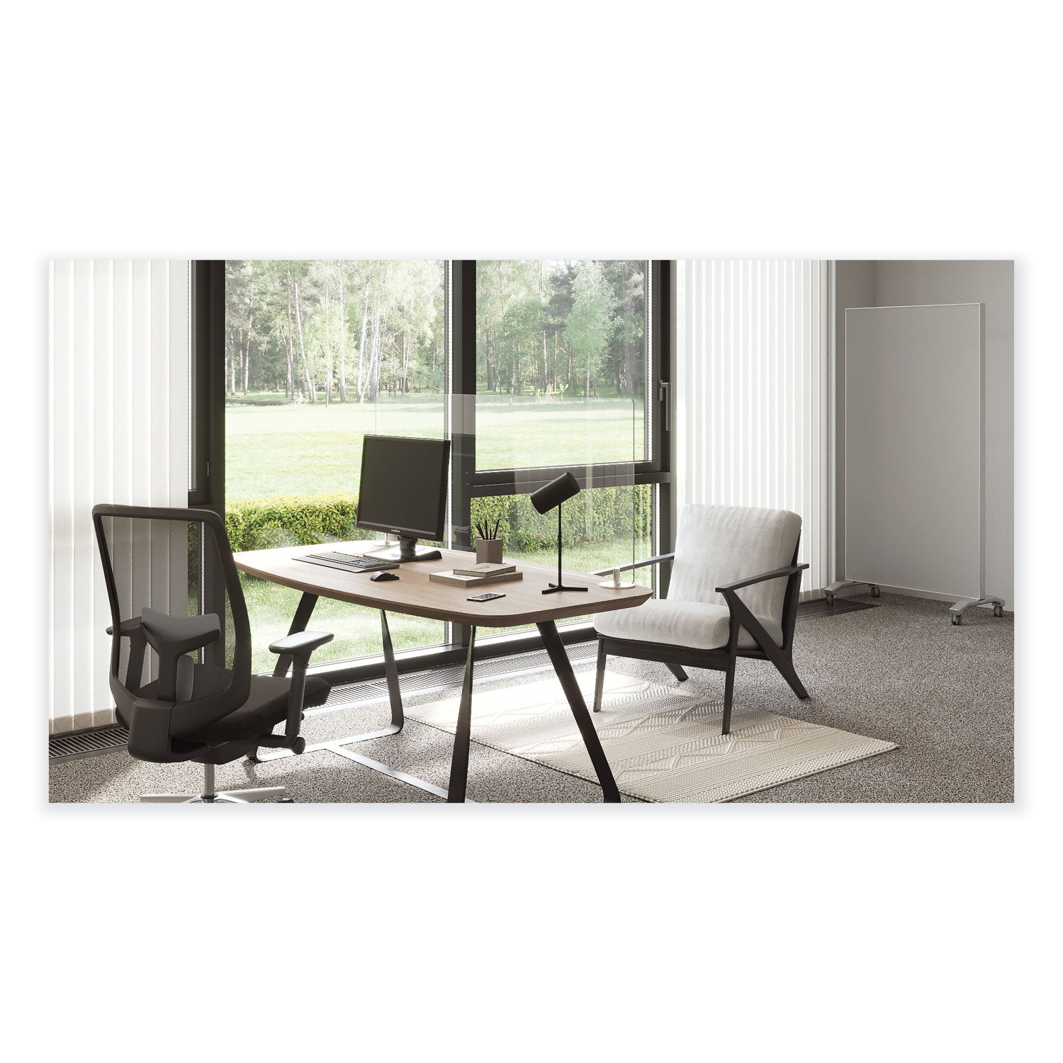 desktop-free-standing-acrylic-protection-screen-59-x-5-x-24-frost_ghedpsf2459f - 2