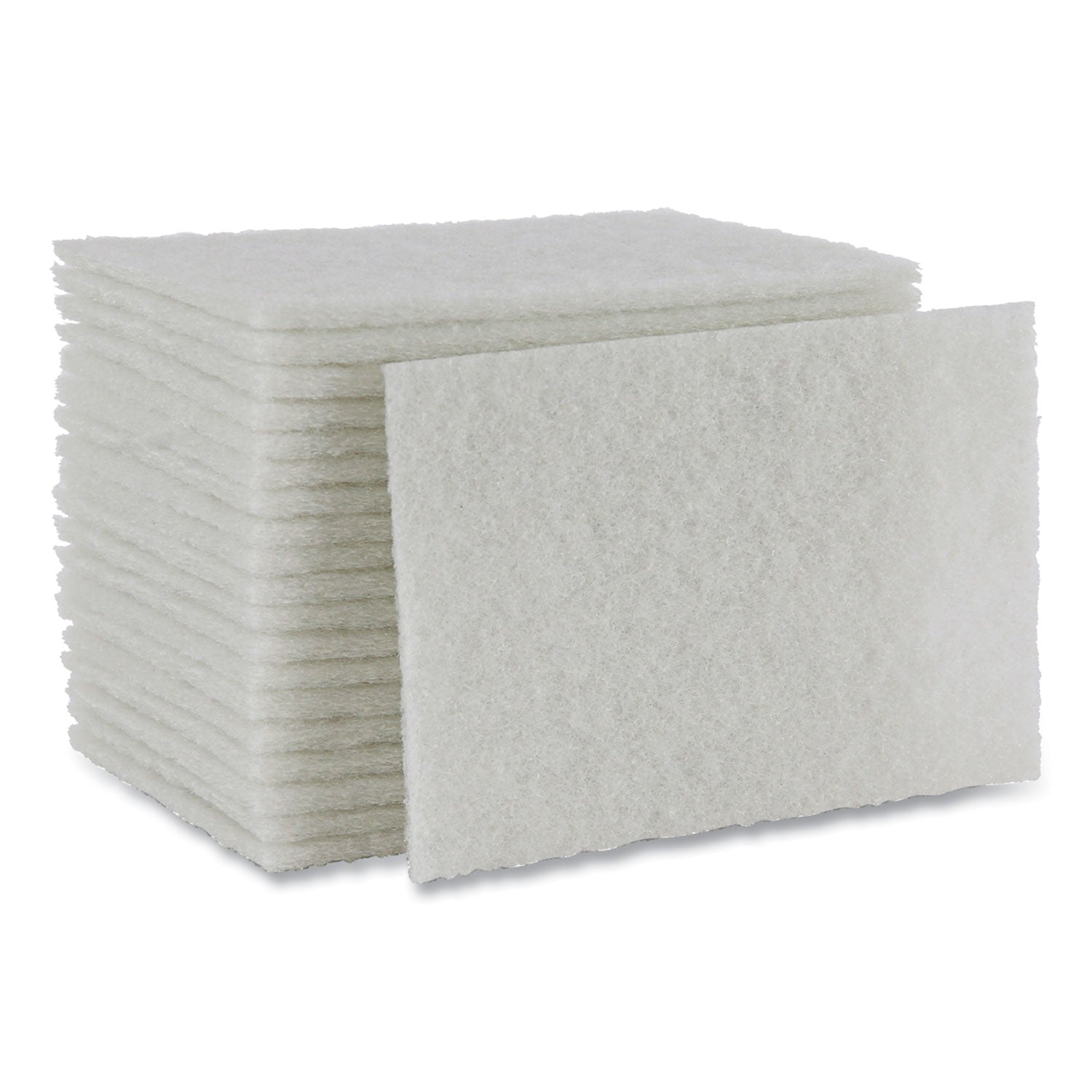 Light Duty Scour Pad, White, 6 x 9, White, 20/Carton -