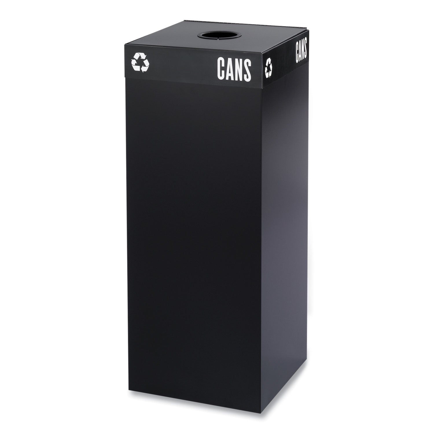 Public Square Recycling Receptacles, Can Recycling, 37 gal, Steel, Black -