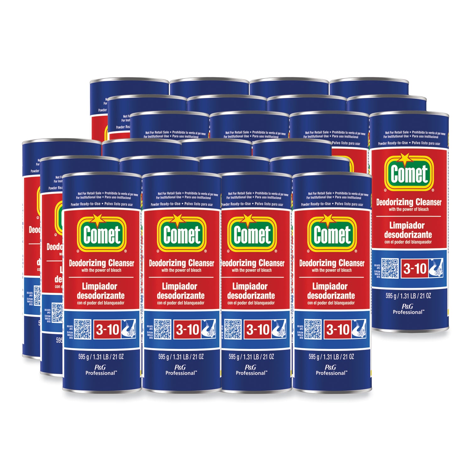 Deodorizing Cleanser with Bleach, Powder, 21 oz Canister, 24/Carton -