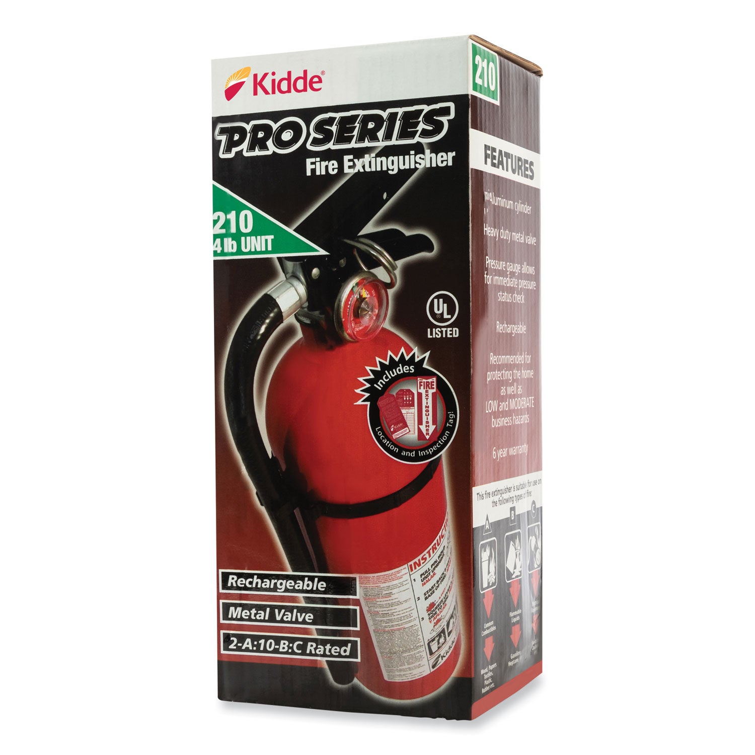 Pro 210 Fire Extinguisher, 2-A, 10-B:C, 4 lb -