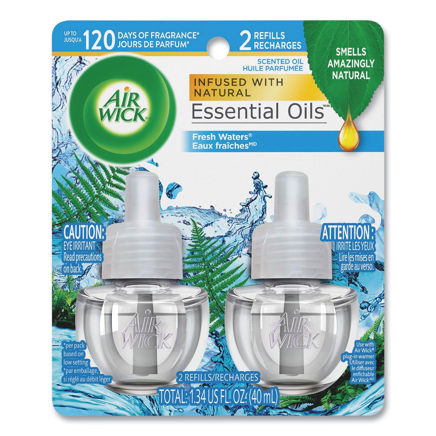 Scented Oil Refill, Fresh Waters, 0.67 oz, 2/Pack, 6 Pack/Carton -