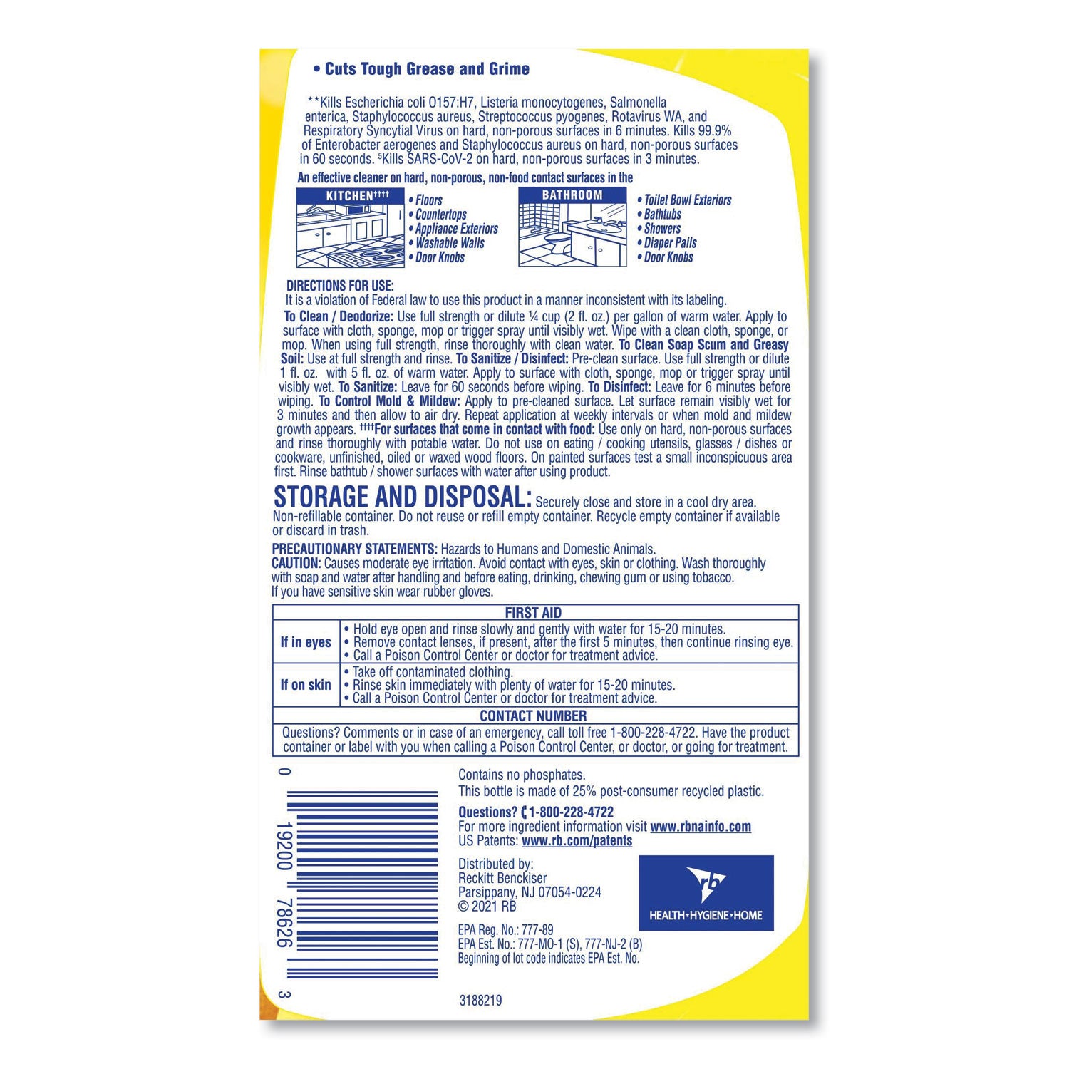 Clean and Fresh Multi-Surface Cleaner, Sparkling Lemon and Sunflower Essence Scent, 40 oz Bottle -