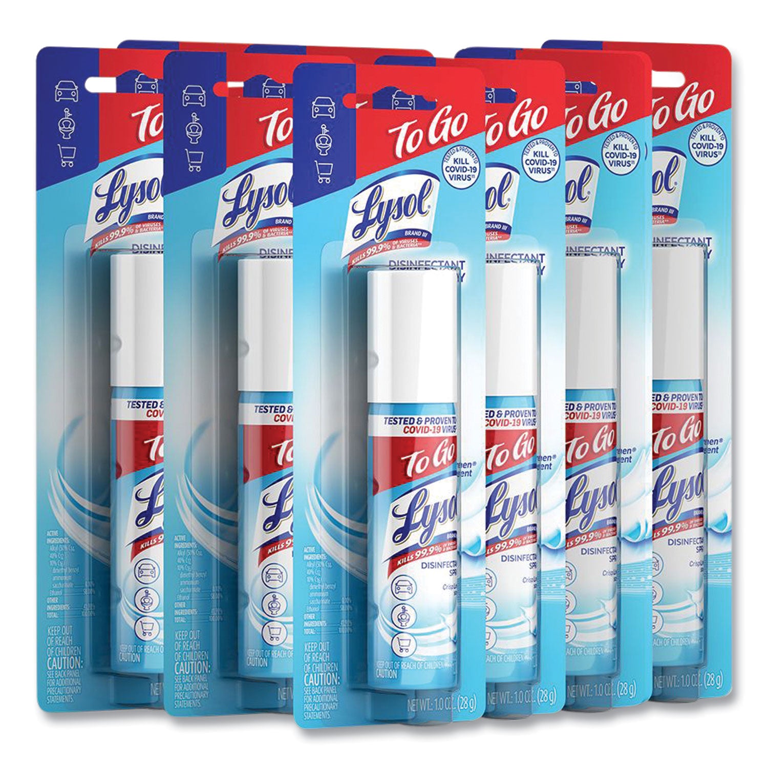 Disinfectant Spray To Go, Crisp Linen, 1 oz Aerosol Spray, 12/Carton -