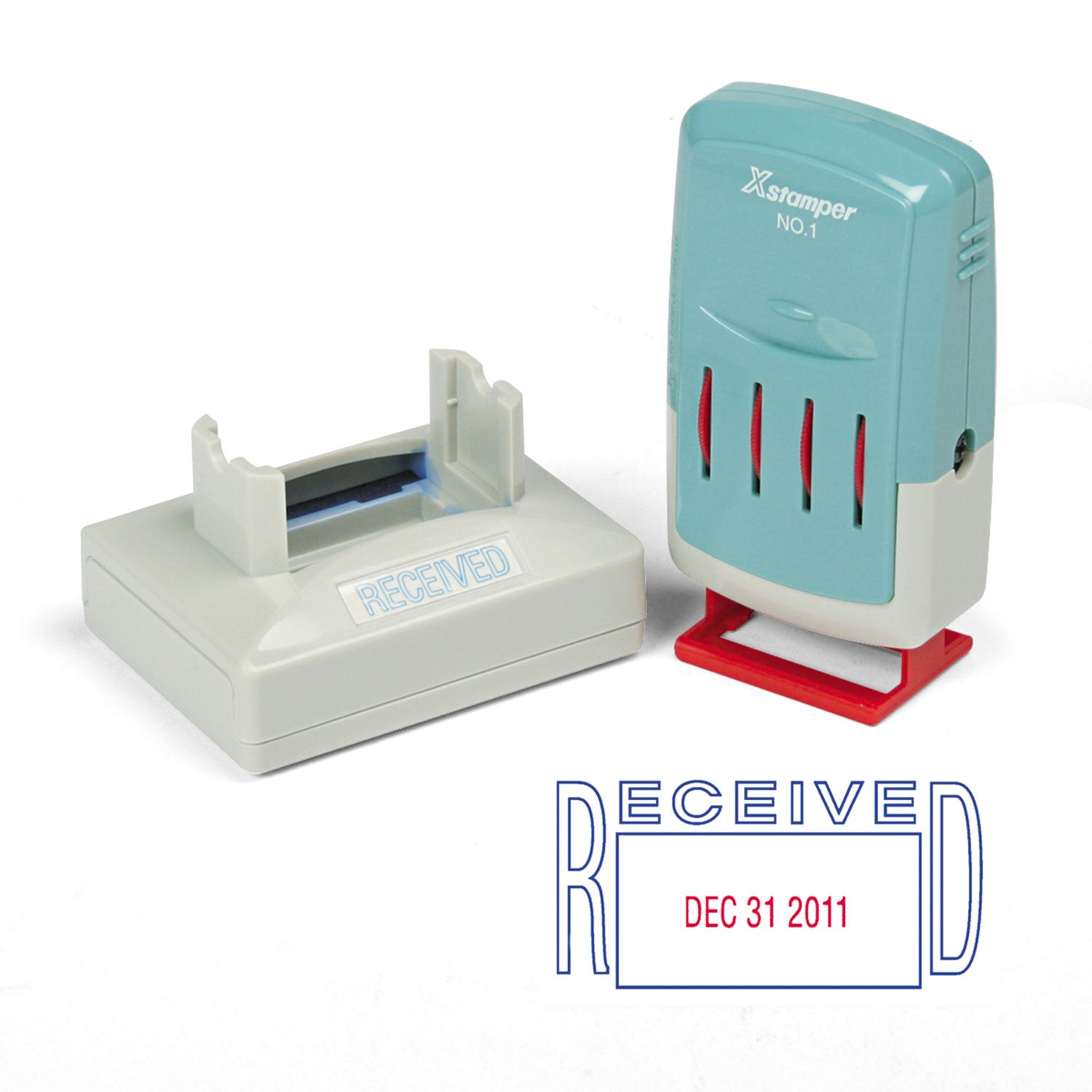 VersaDater Message Dater, 2.13 x 1.31, RECEIVED, Blue/Red -