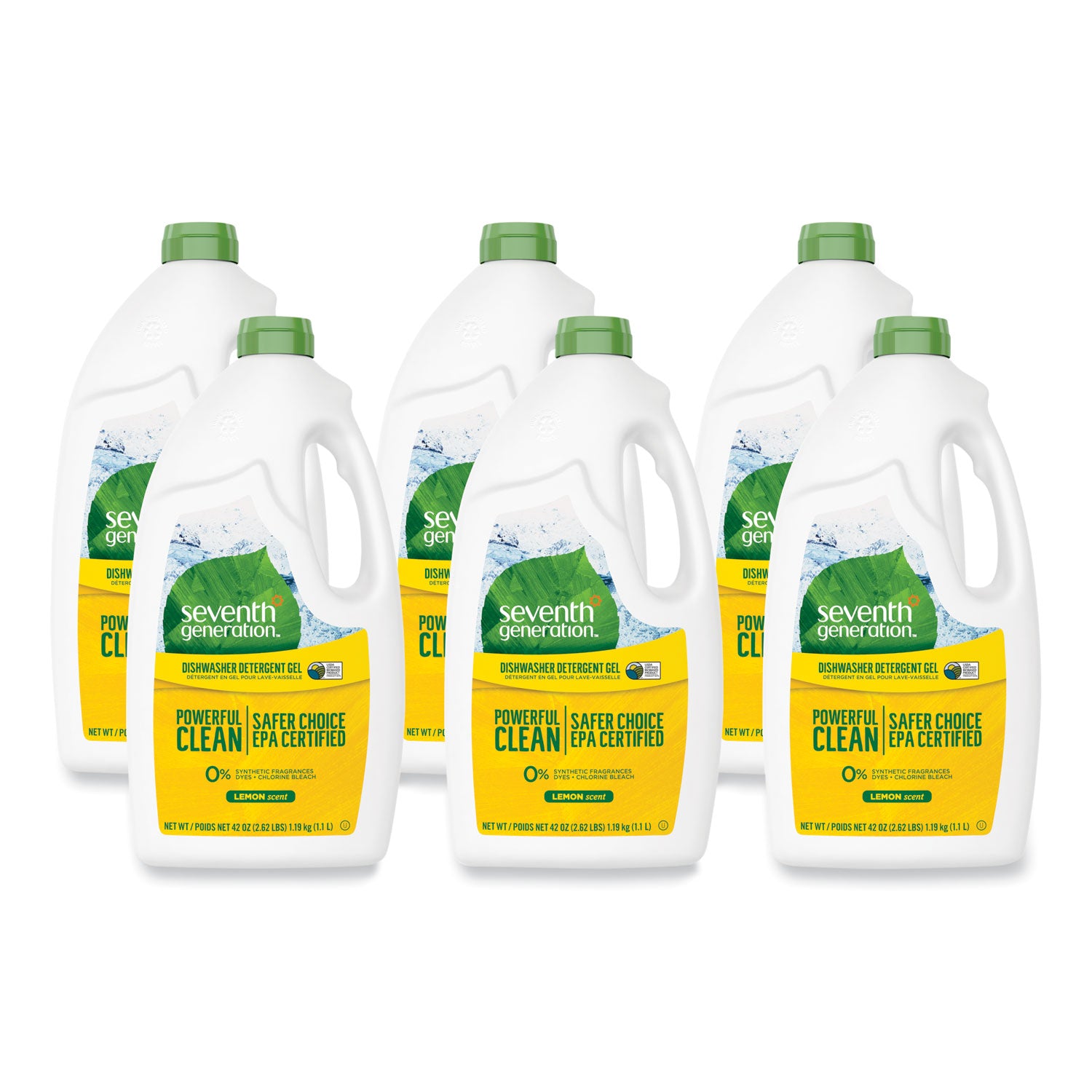 Natural Automatic Dishwasher Gel, Lemon, 42 oz Bottle, 6/Carton -