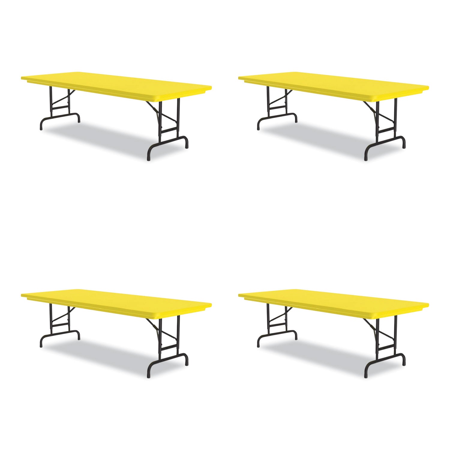 Adjustable Folding Tables, Rectangular, 72" x 30" x 22" to 32", Yellow Top, Black Legs, 4/Pallet, Ships in 4-6 Business Days - 1