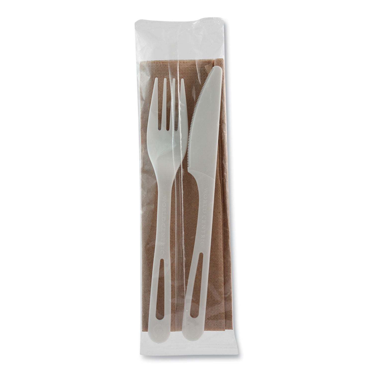 TPLA Compostable Cutlery, Fork/Knife/Napkin, White, 500/Carton - 1