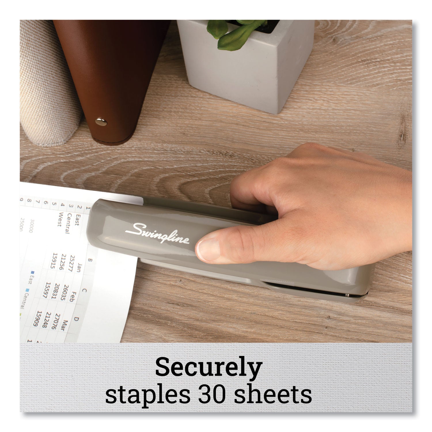 747 Business Full Strip Desk Stapler, 30-Sheet Capacity, Steel Gray -