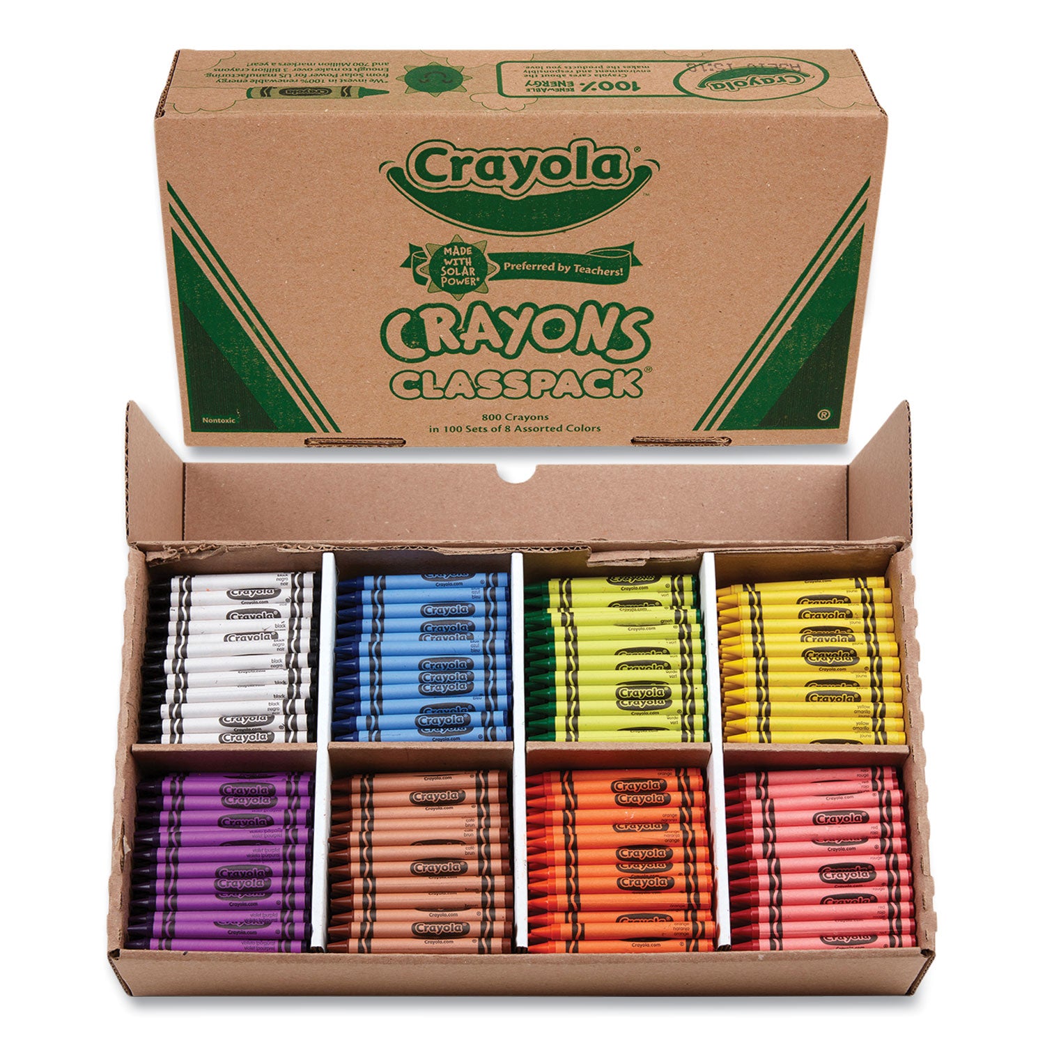 Classpack Regular Crayons, 8 Colors, 800/Box -