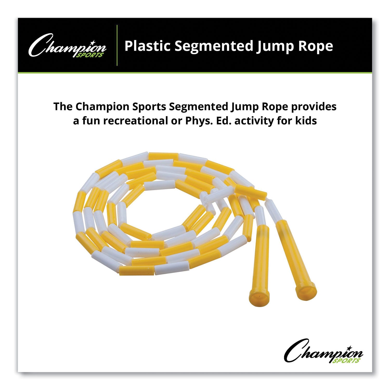 Segmented Plastic Jump Rope, 8 ft, Yellow/White -