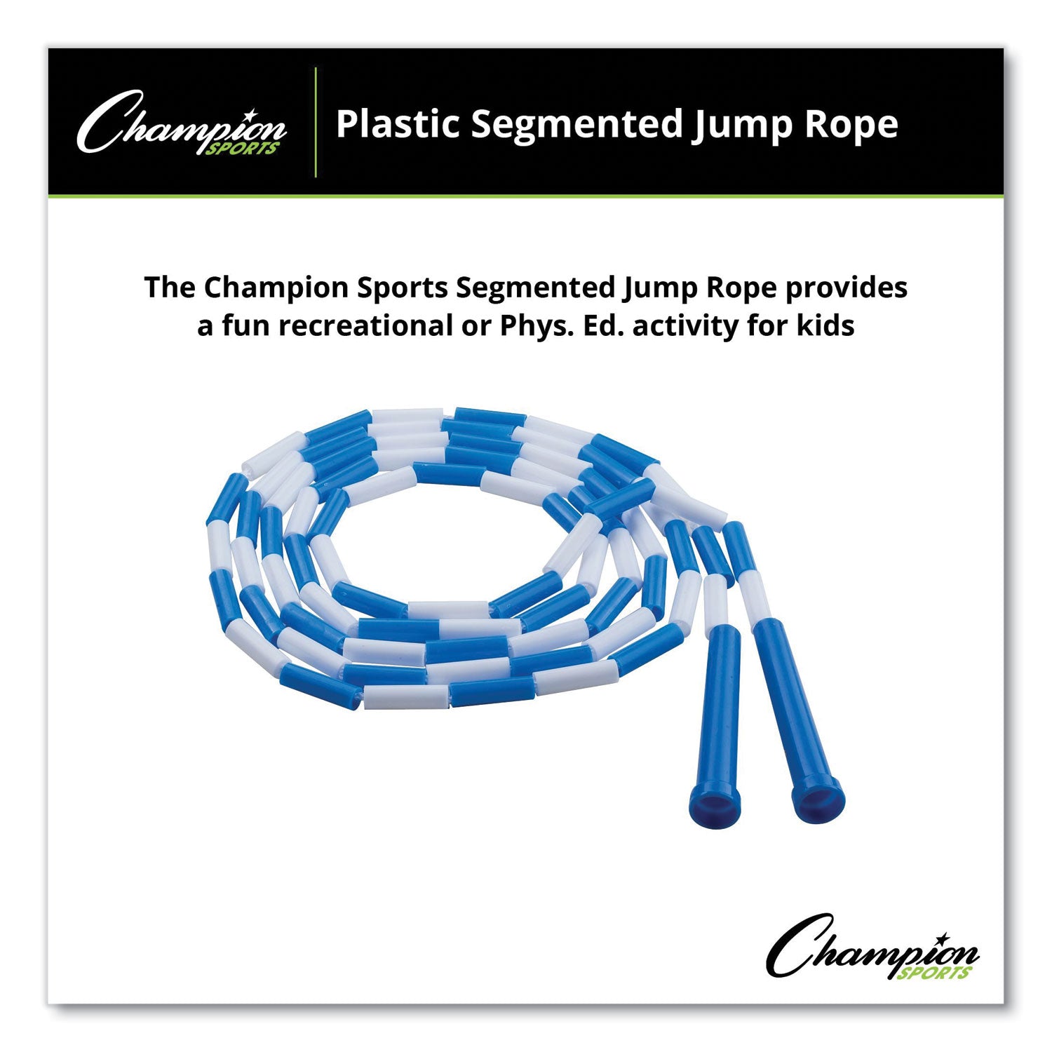 Segmented Plastic Jump Rope, 9 ft, Blue/White -