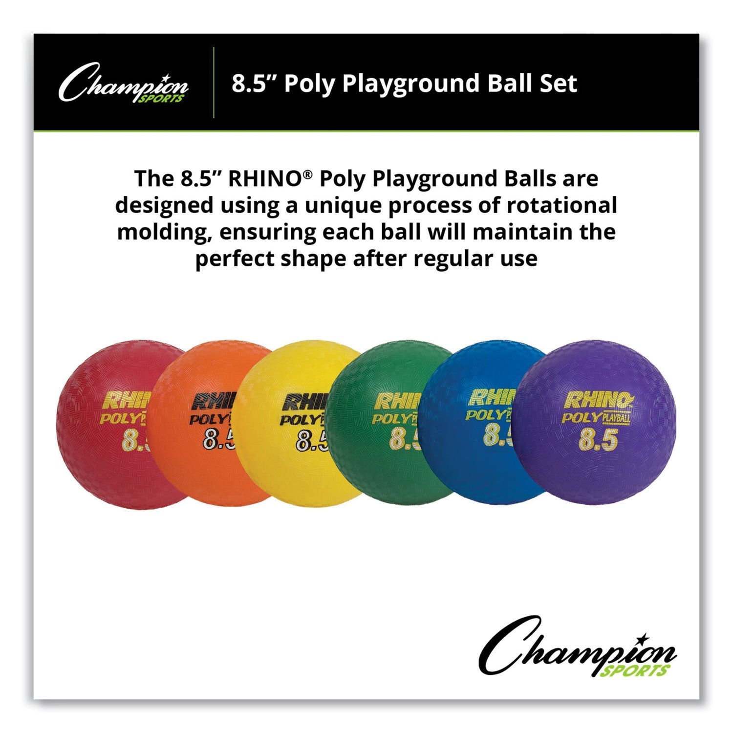 Rhino Playground Ball Set, 8.5" Diameter, Assorted Colors, 6/Set -