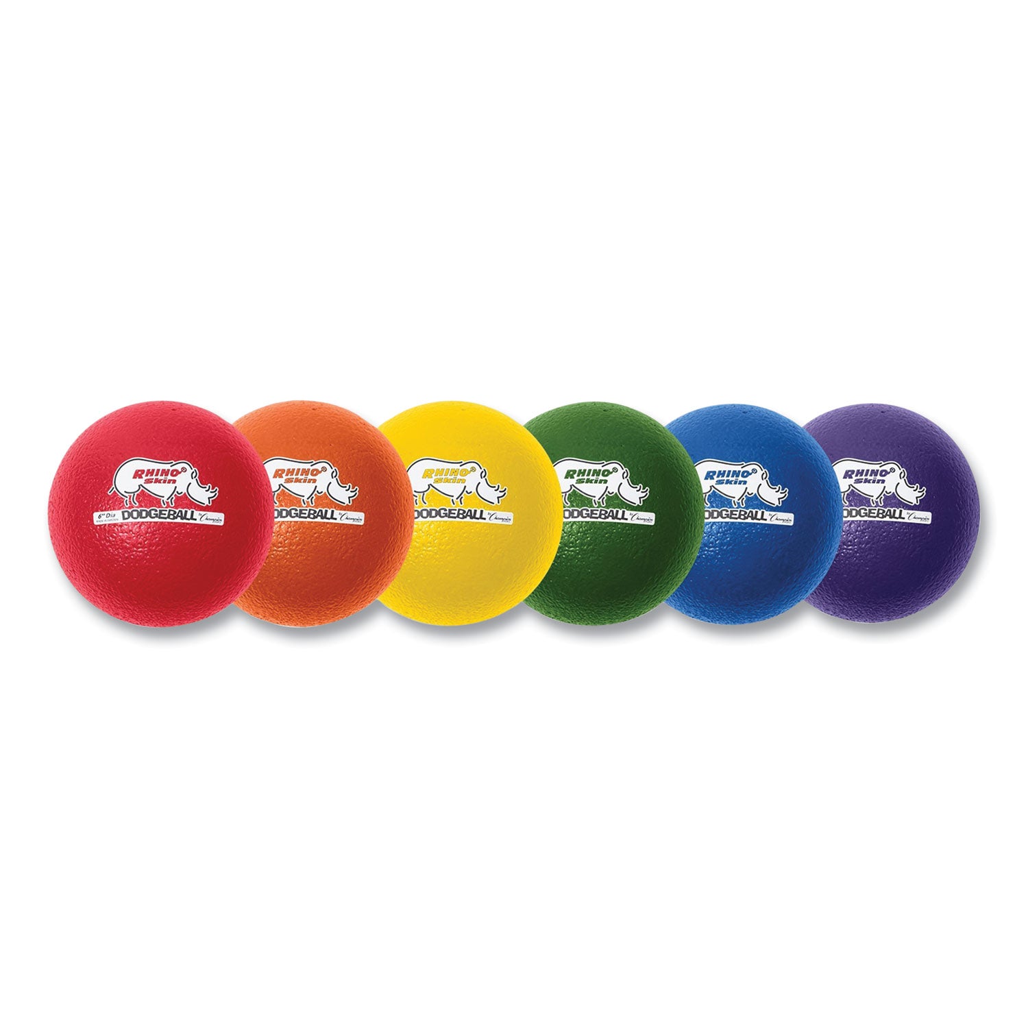 Rhino Skin Dodge Ball Set, 6" Diameter, Assorted Colors, 6/Set -
