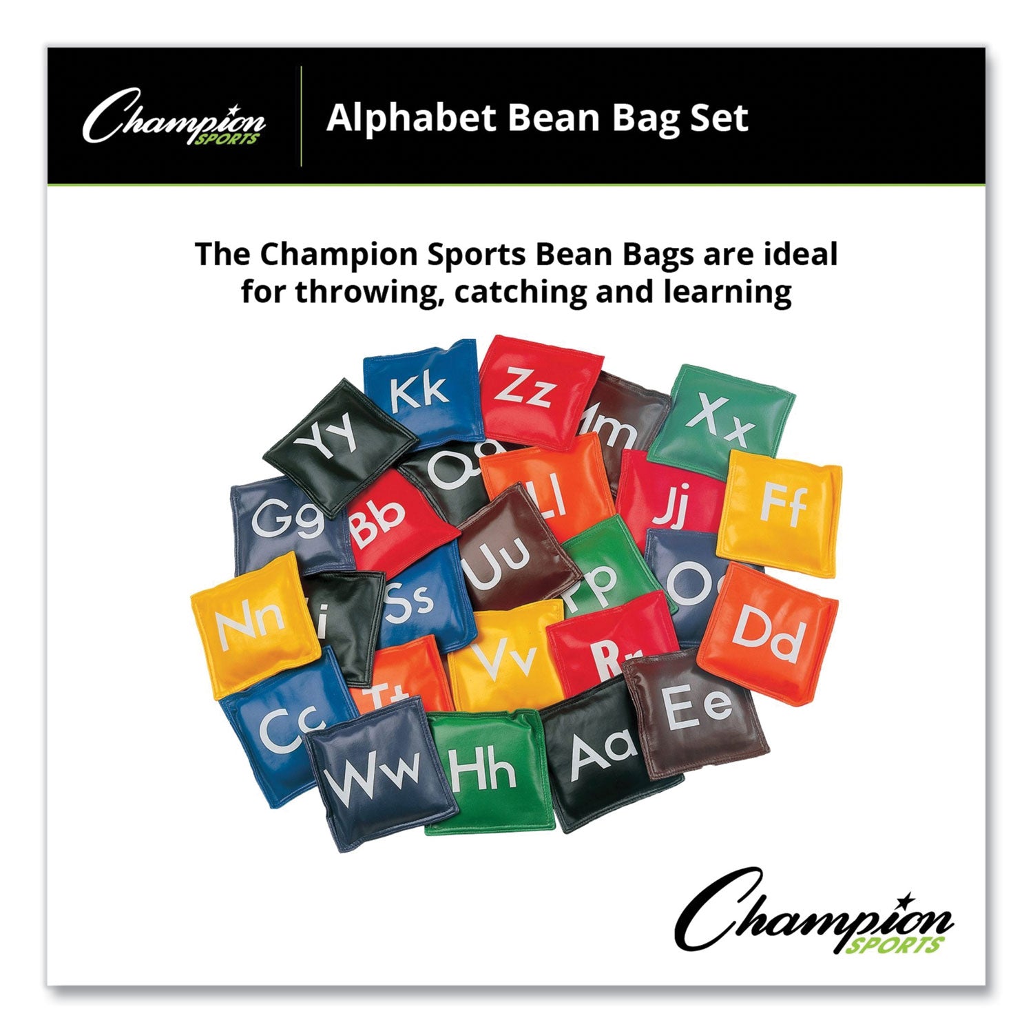 Alphabet Bean Bag Set, Vinyl, Assorted Colors, 26/Box -