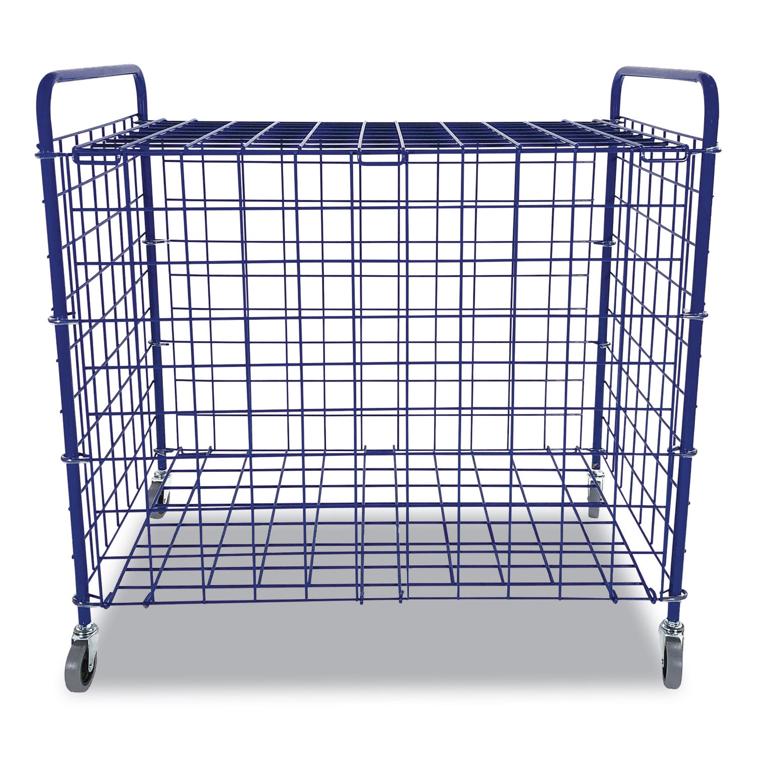 Lockable Ball Storage Cart, Fits Approximately 24 Balls, Metal, 37" x 22" x 20", Blue -
