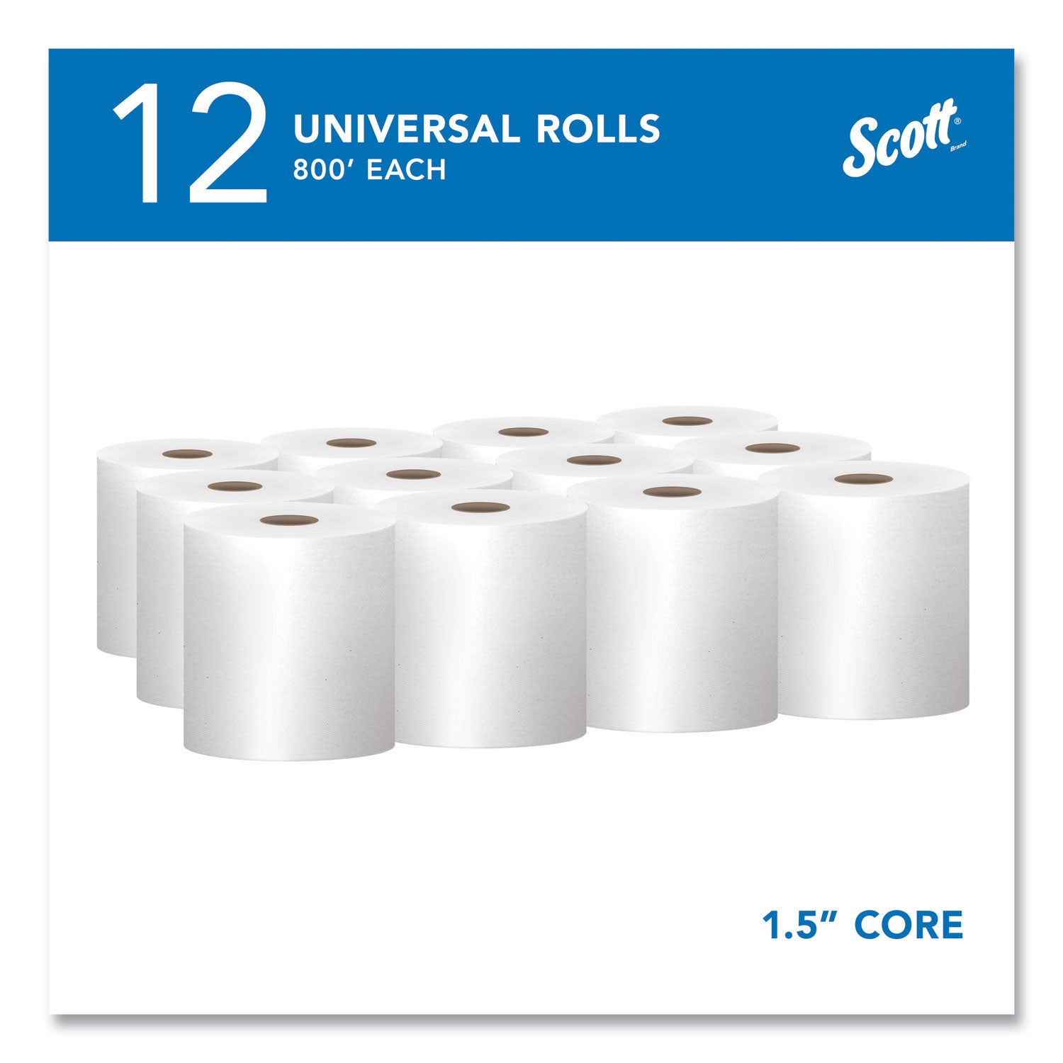 Essential Hard Roll Towels for Business, Absorbency Pockets, 1-Ply, 8" x 800 ft, 1.5" Core, White, 12 Rolls/Carton -