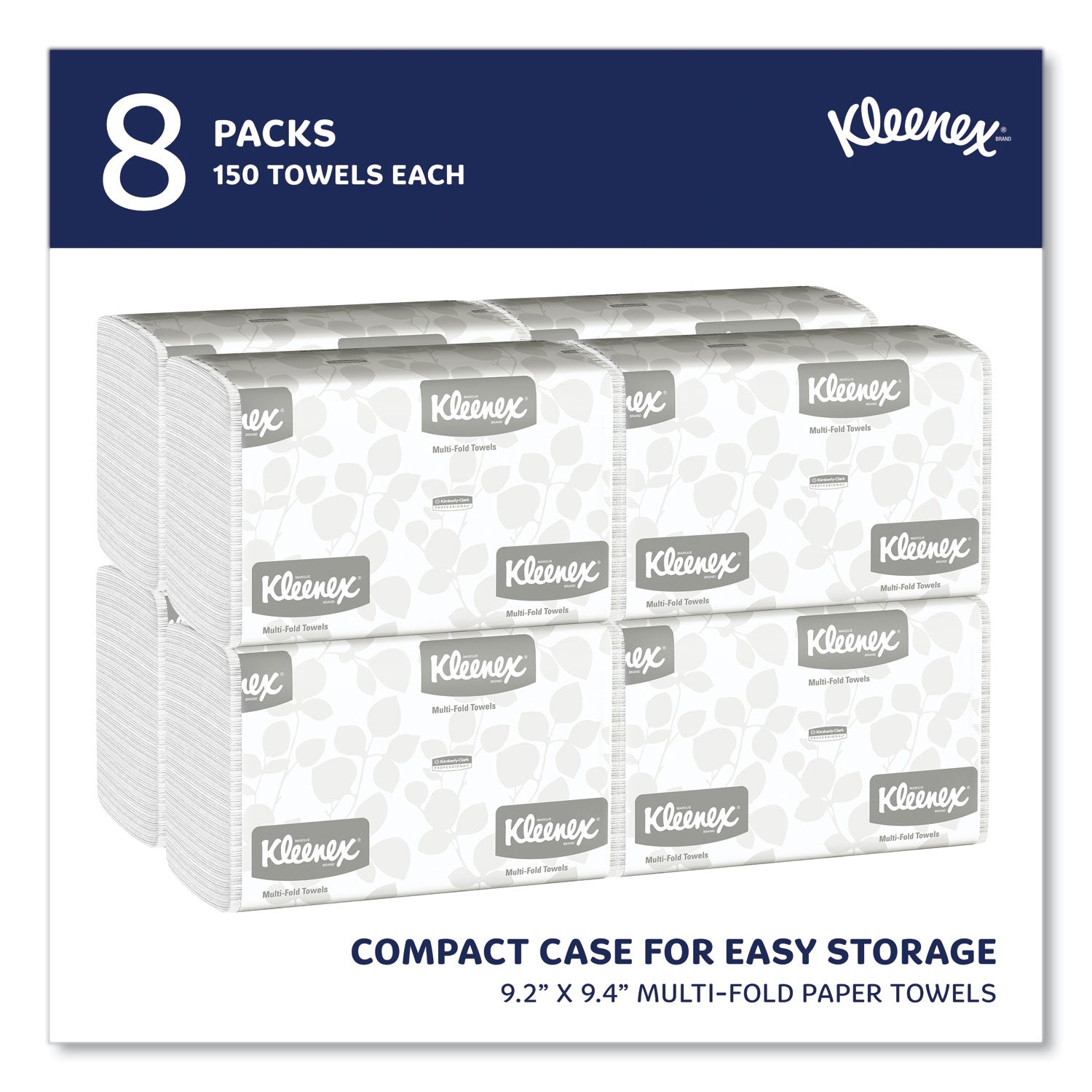 Multi-Fold Paper Towels, Convenience, 9.2 x 9.4, White, 150/Pack, 8 Packs/Carton -